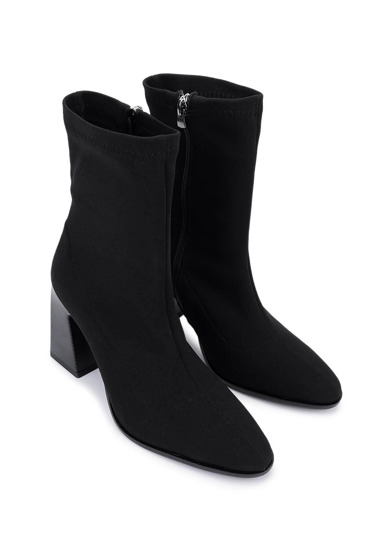 Tamer Tanca Kadın Hakiki Deri Siyah Topuklu Bot