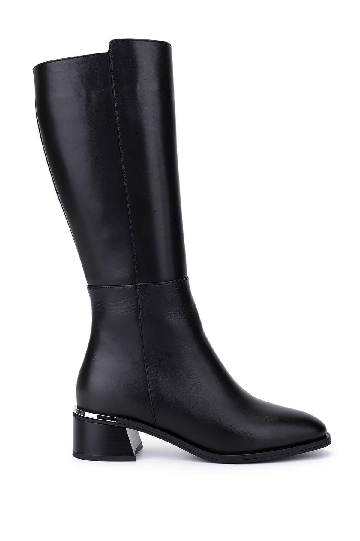Tamer Tanca Kadın Hakiki Deri Siyah Topuklu Çizme