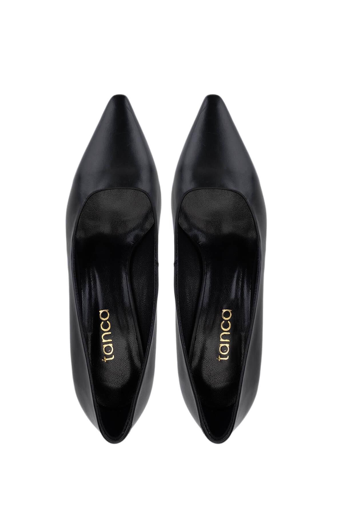 Tamer Tanca Kadın Hakiki Deri Siyah Topuklu Ayakkabı