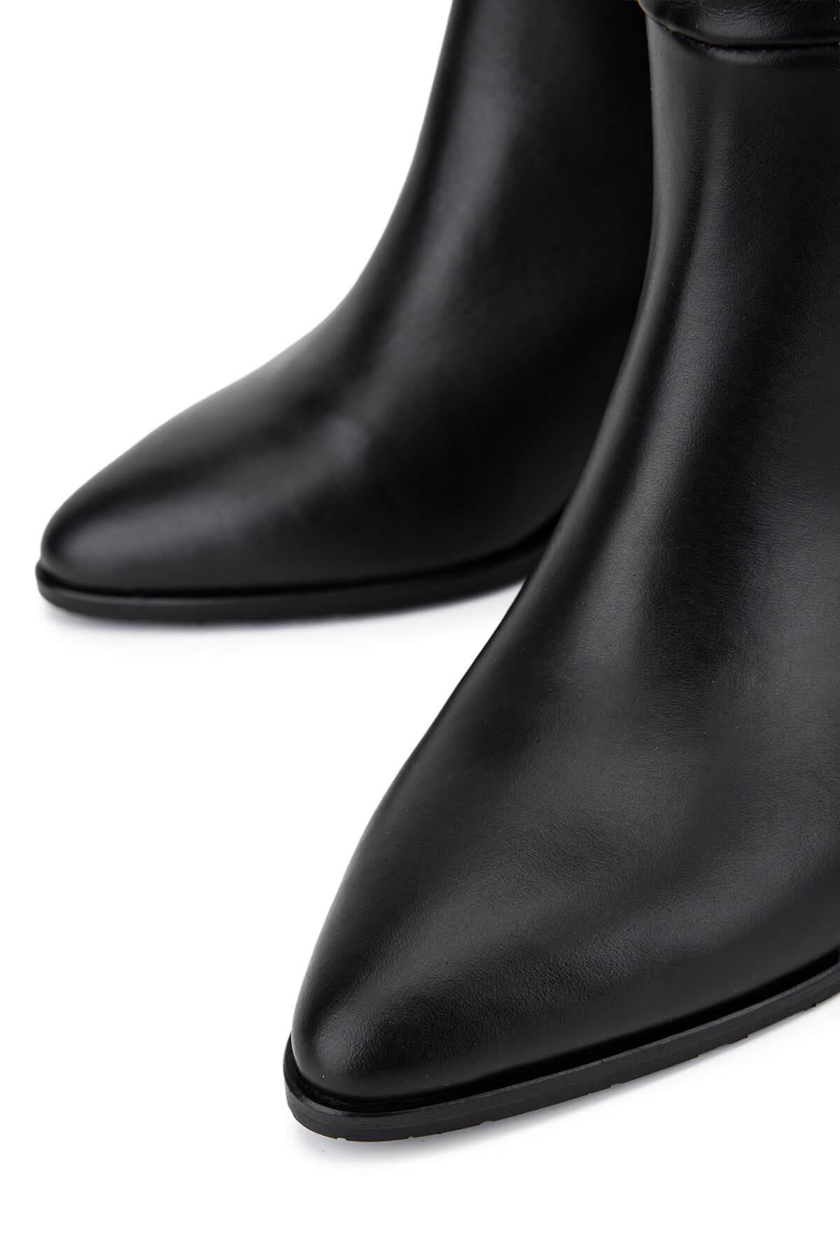 Tamer Tanca Kadın Hakiki Deri Siyah Topuklu Çizme