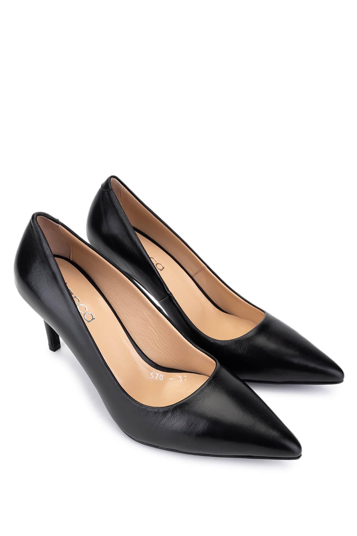 Tamer Tanca Kadın Hakiki Deri Siyah Topuklu Ayakkabı