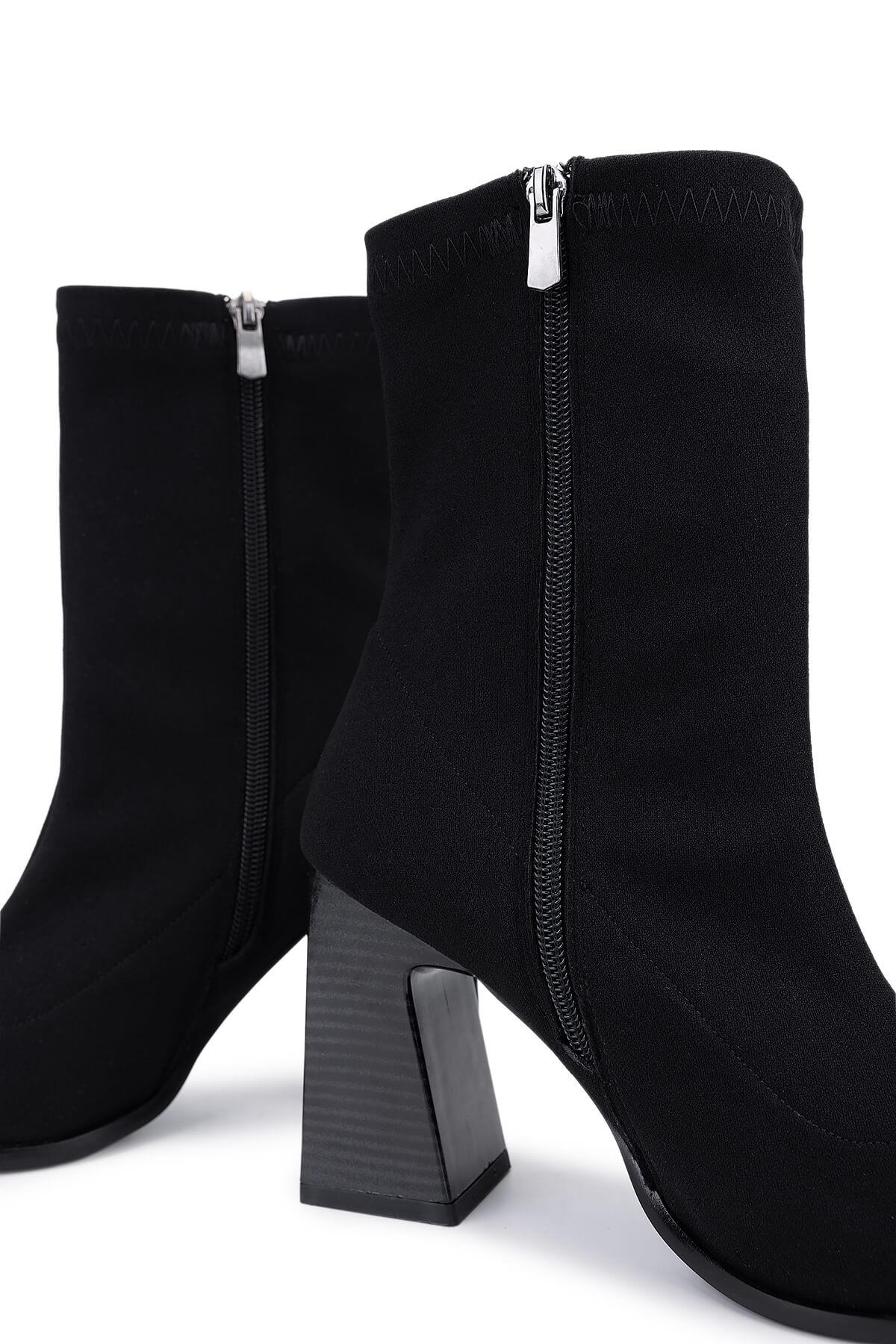 Tamer Tanca Kadın Hakiki Deri Siyah Topuklu Bot