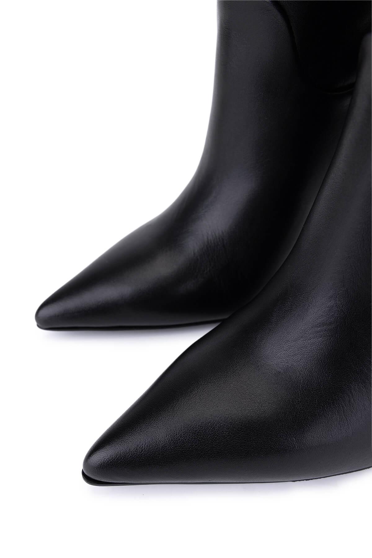 Tamer Tanca Kadın Hakiki Deri Siyah Topuklu Çizme