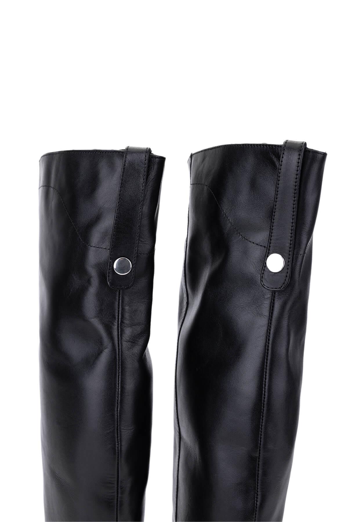 Tamer Tanca Kadın Hakiki Deri Siyah Topuklu Çizme