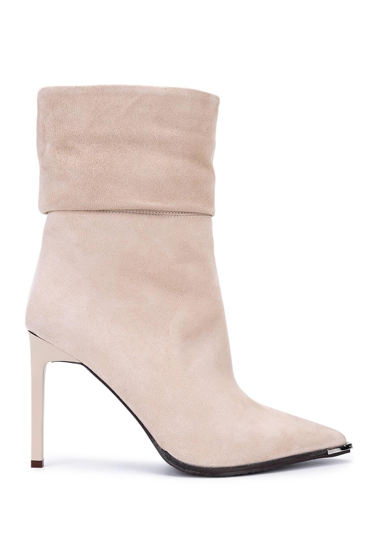 Tamer Tanca Kadın Hakiki Deri Taş Süet Topuklu Bot