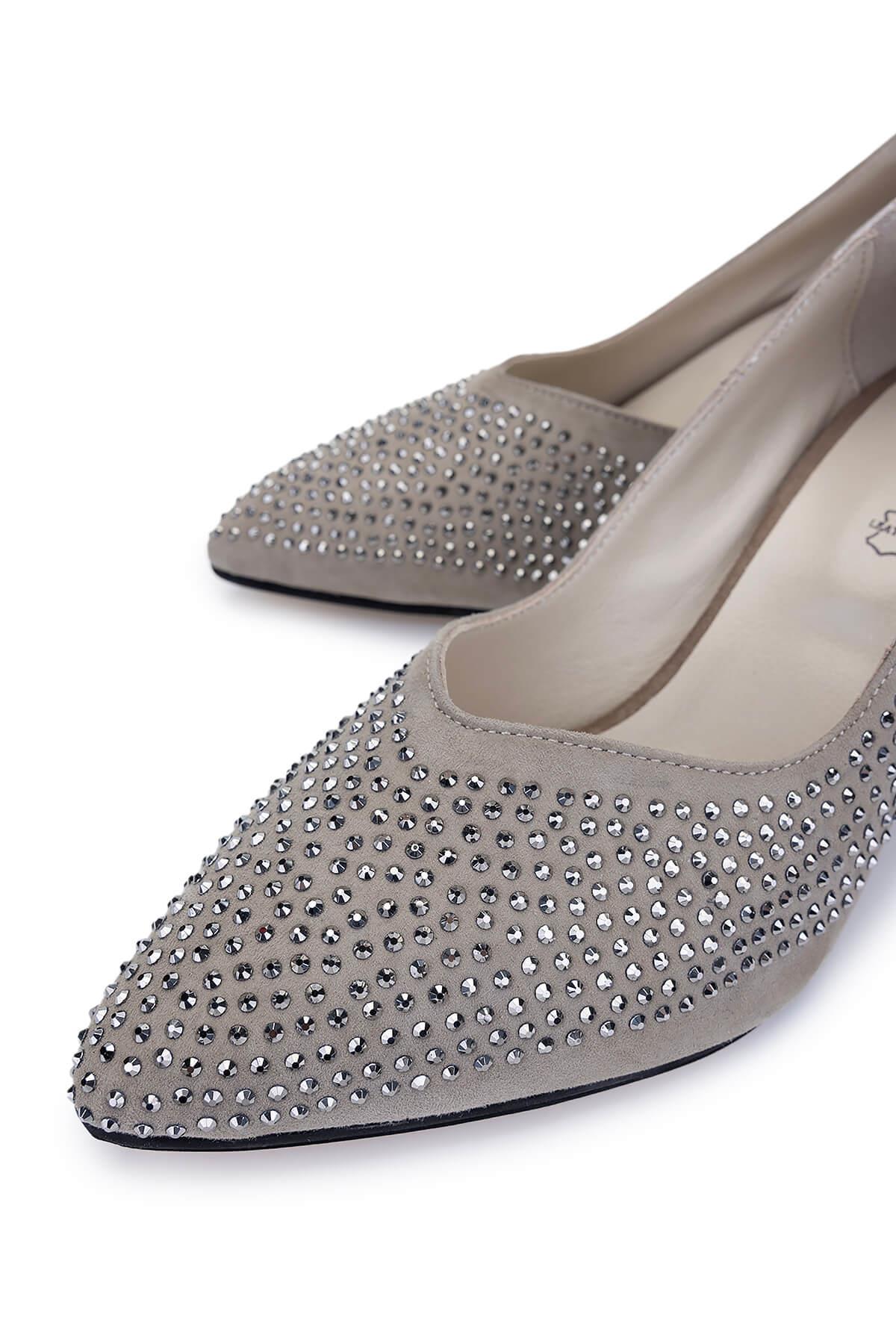 Tamer Tanca Kadın Hakiki Deri Taş Süet Topuklu Ayakkabı