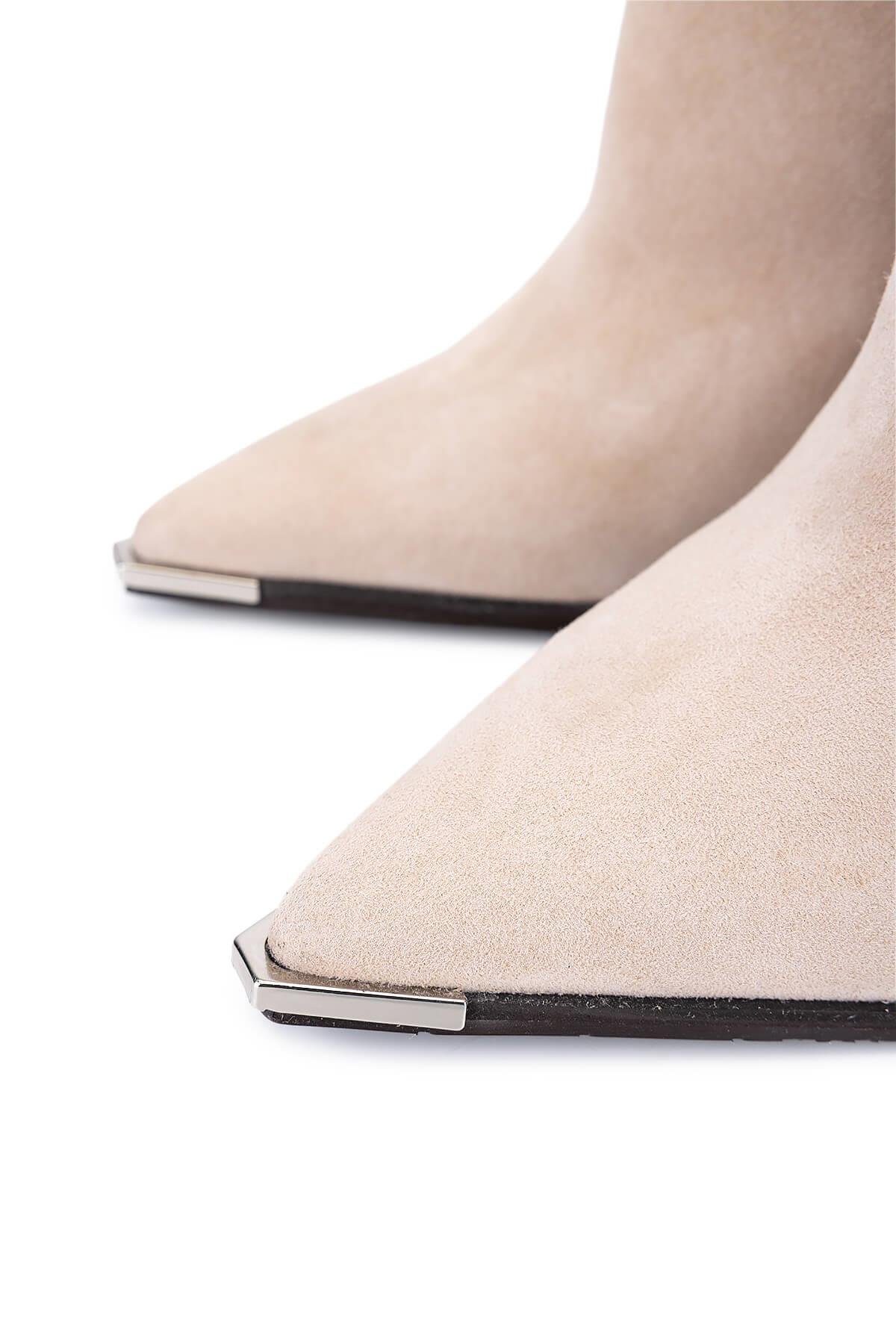 Tamer Tanca Kadın Hakiki Deri Taş Süet Topuklu Bot