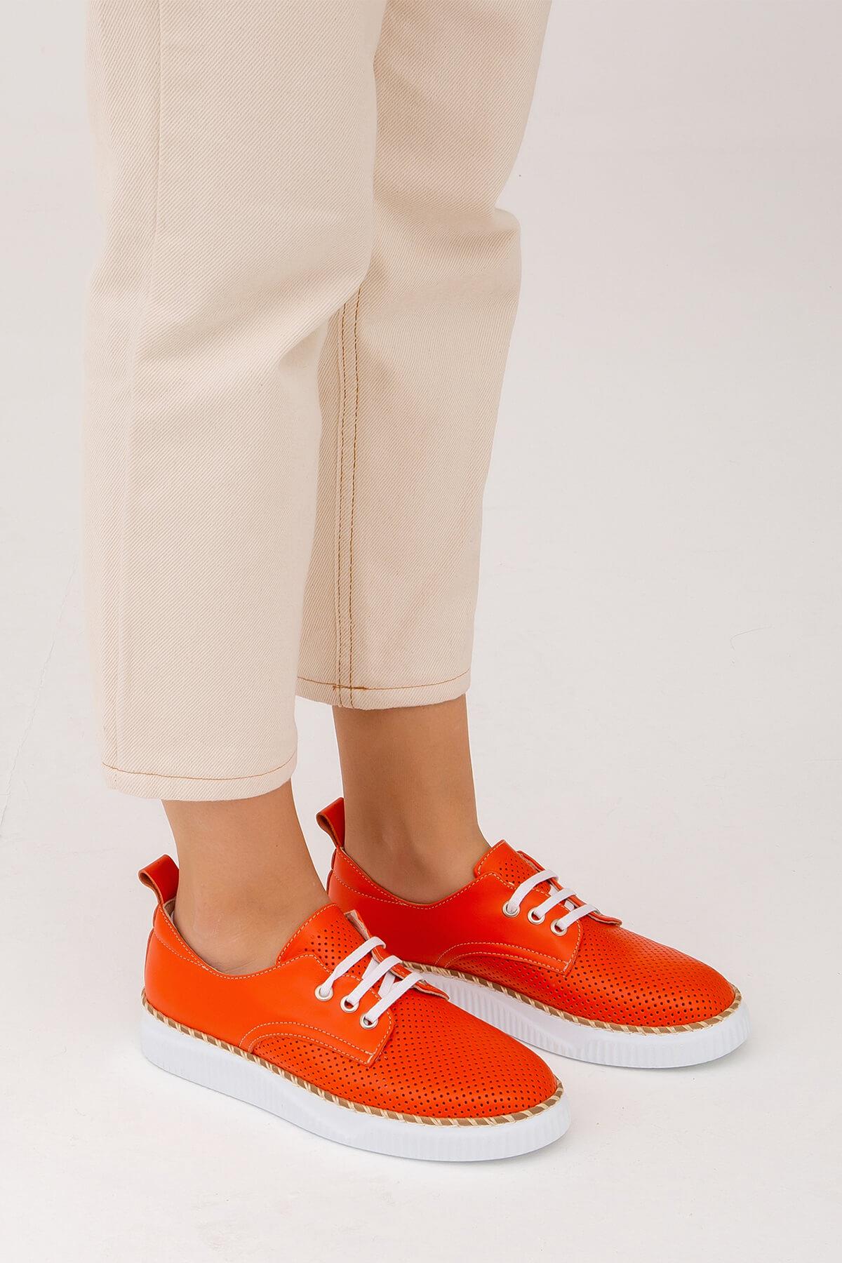 Tamer Tanca Kadın Hakiki Deri Turuncu Casual Ayakkabı