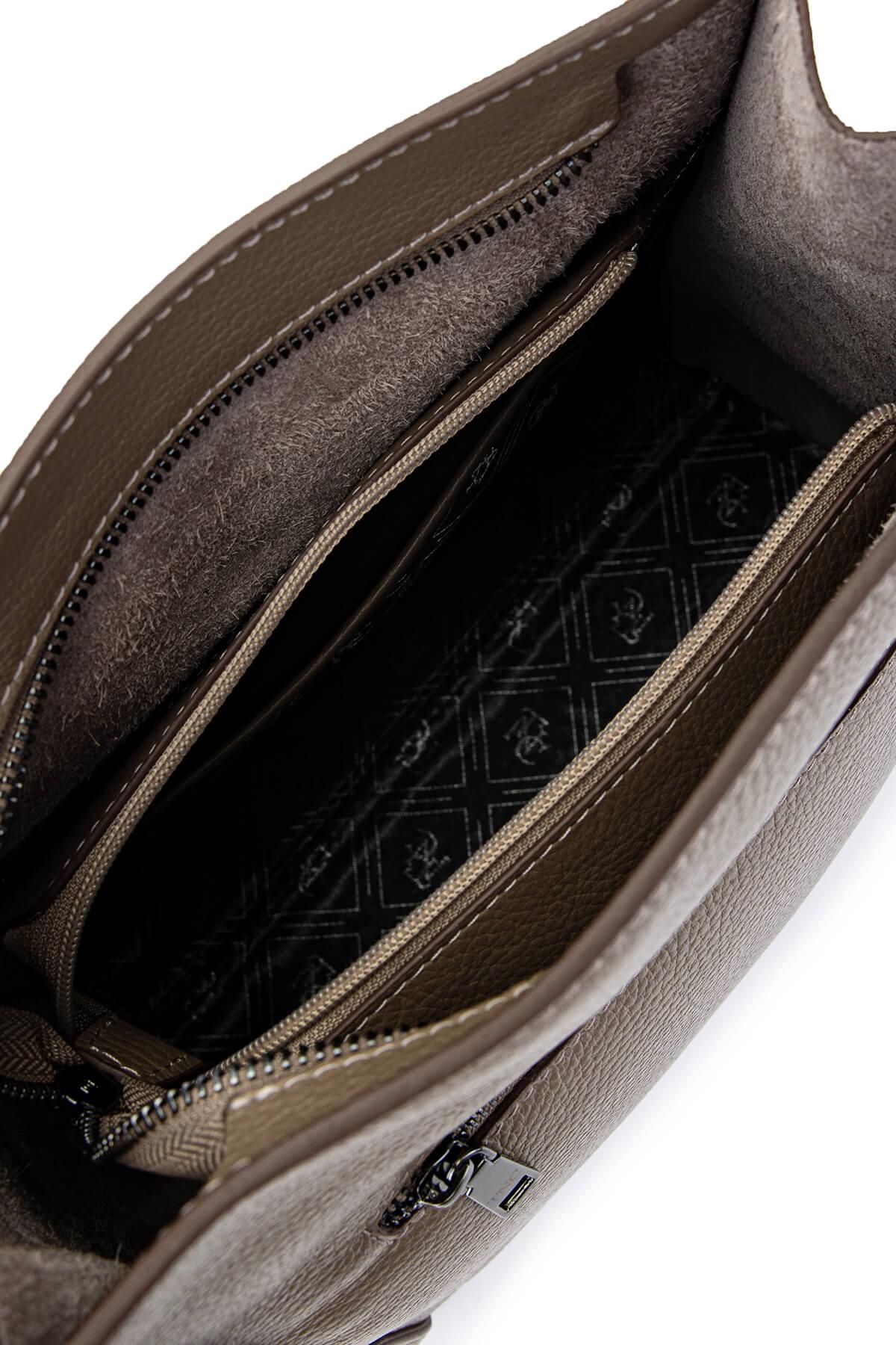 Tamer Tanca Kadın Hakiki Deri Vizon Floter Omuz Çanta