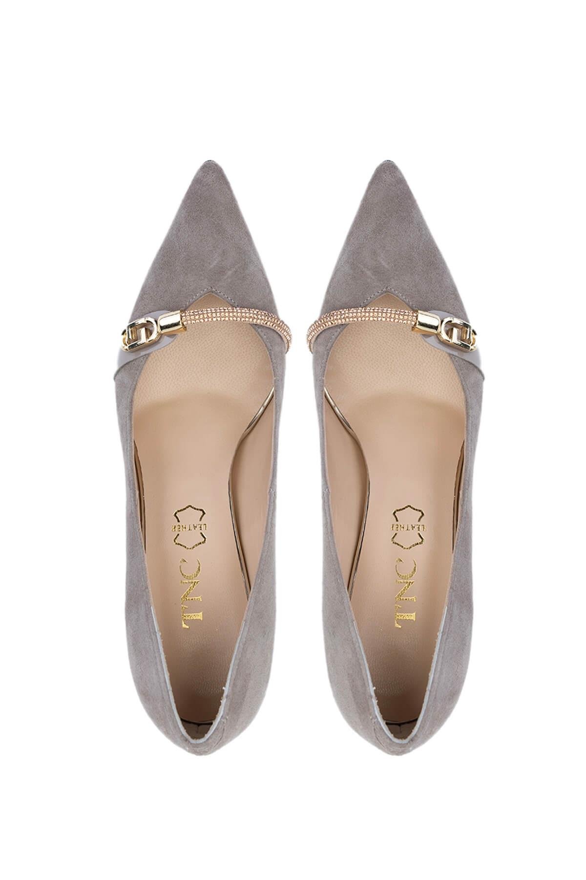 Tamer Tanca Kadın Hakiki Deri Vizon Süet Topuklu Ayakkabı