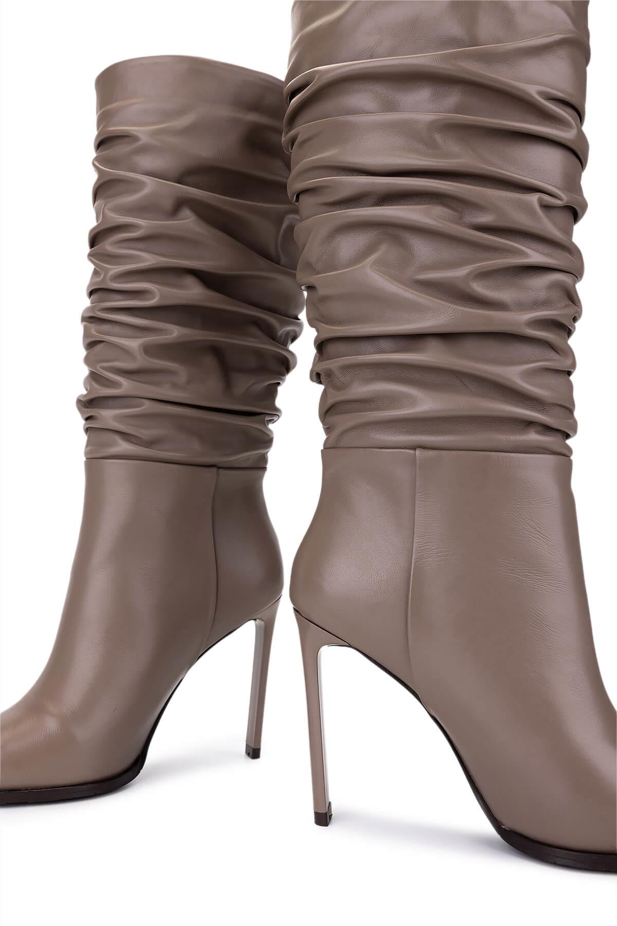 Tamer Tanca Kadın Hakiki Deri Vizon Topuklu Çizme