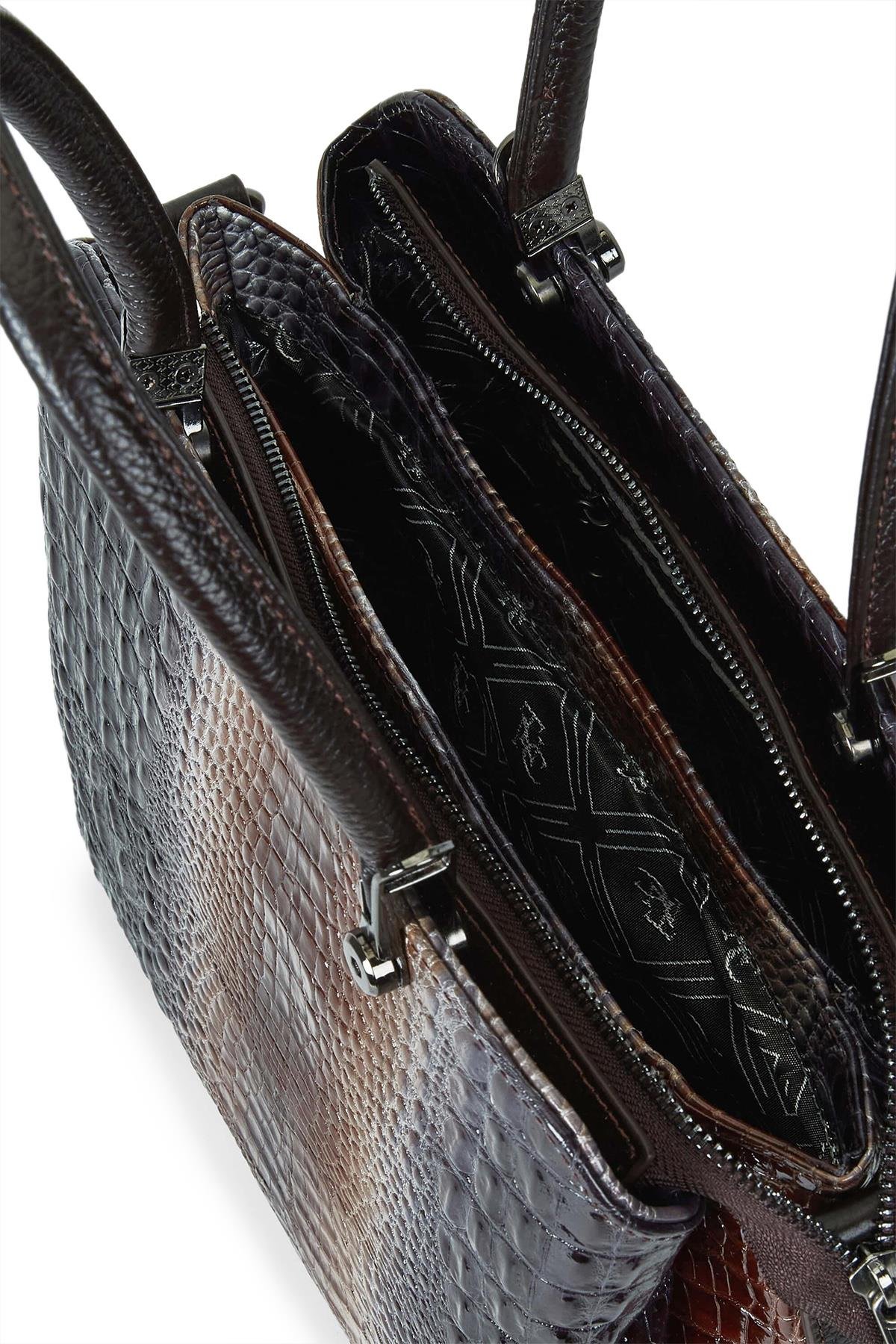 Tamer Tanca Kadın Hakiki Deri Vizon/Lacivert Kol Çantası