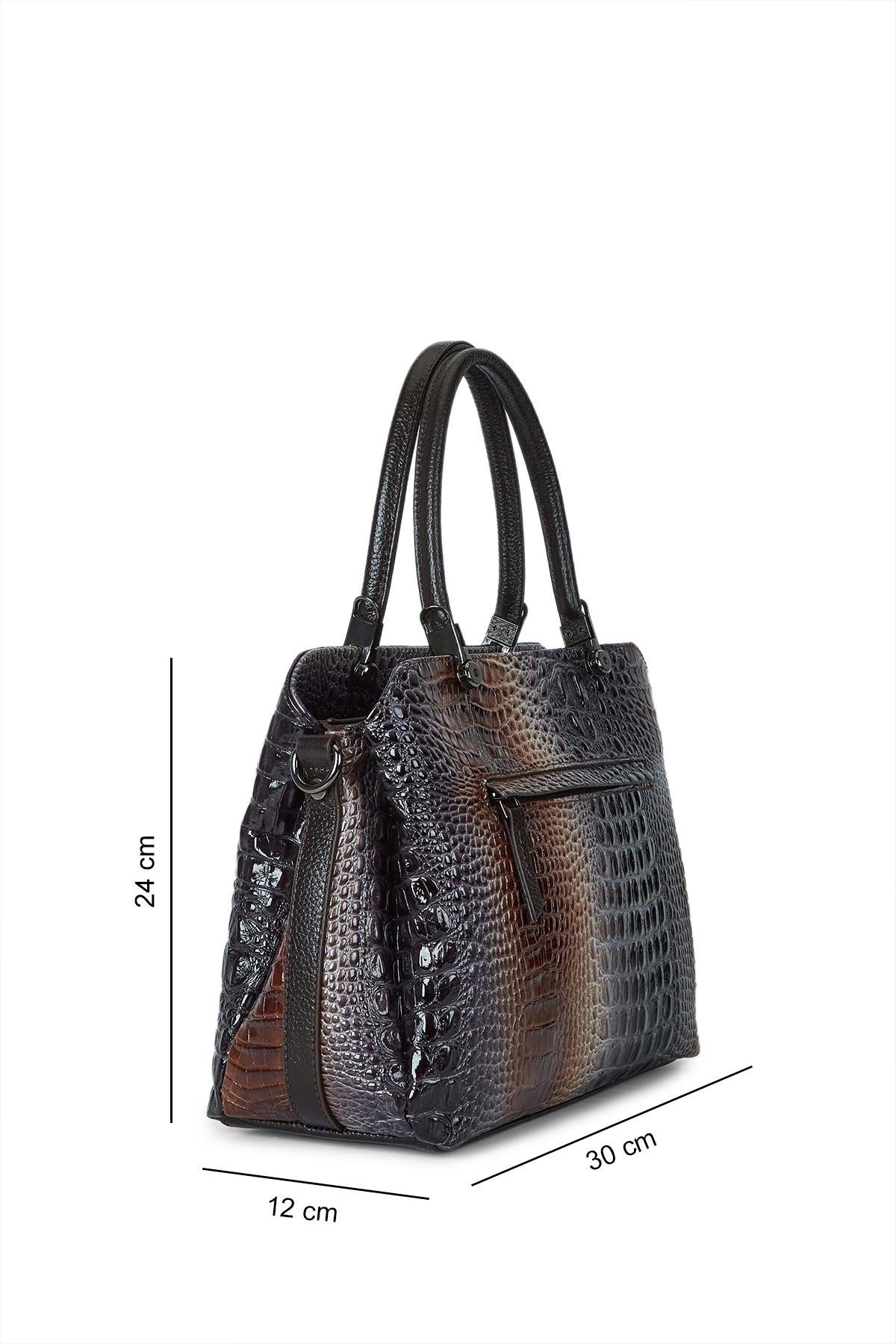 Tamer Tanca Kadın Hakiki Deri Vizon/Lacivert Kol Çantası