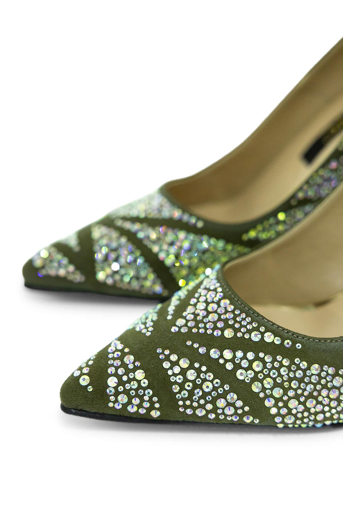 Tamer Tanca Kadın Hakiki Deri Yeşil Abiye Ayakkabı