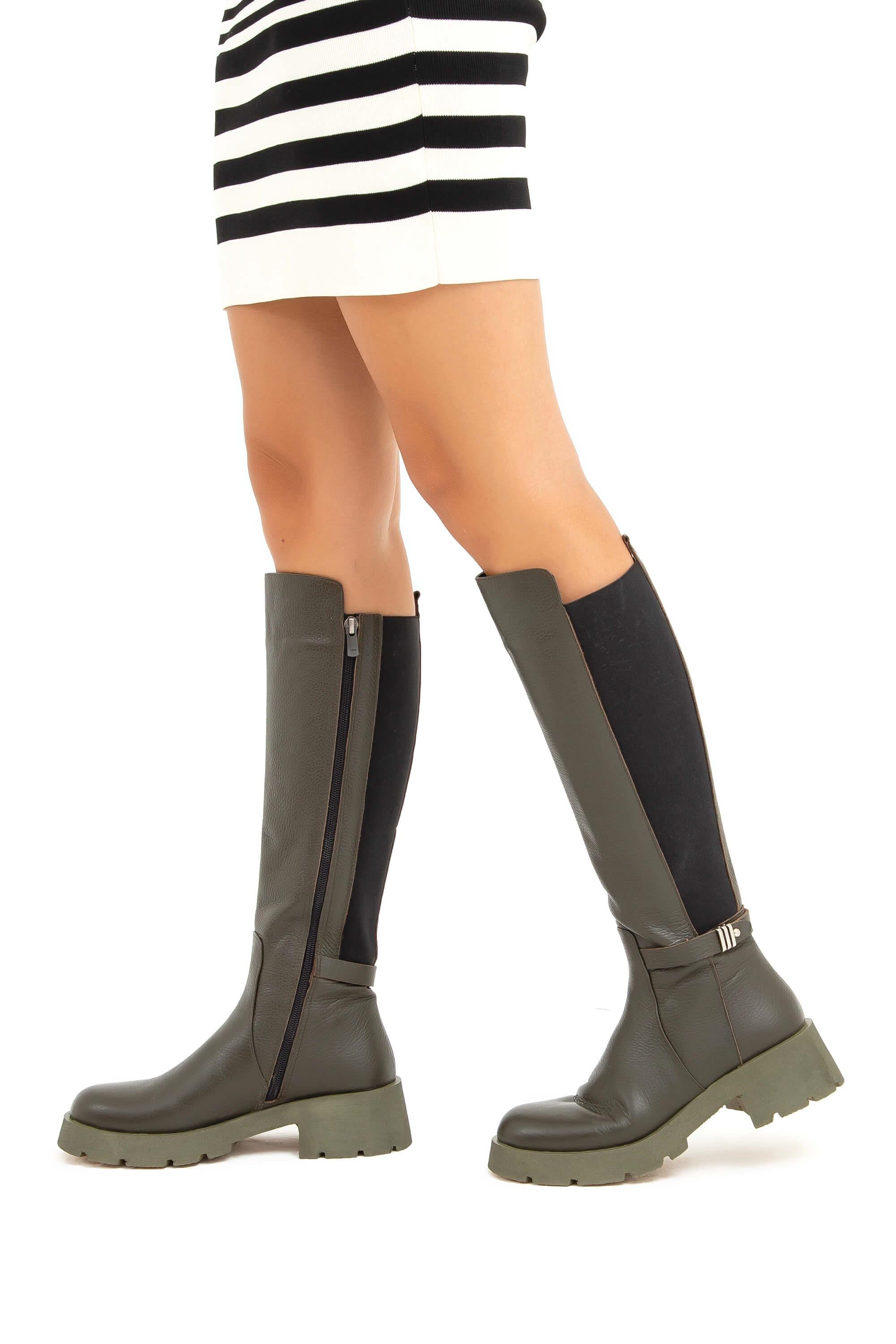 Tamer Tanca Kadın Hakiki Deri Yeşil Casual Çizme