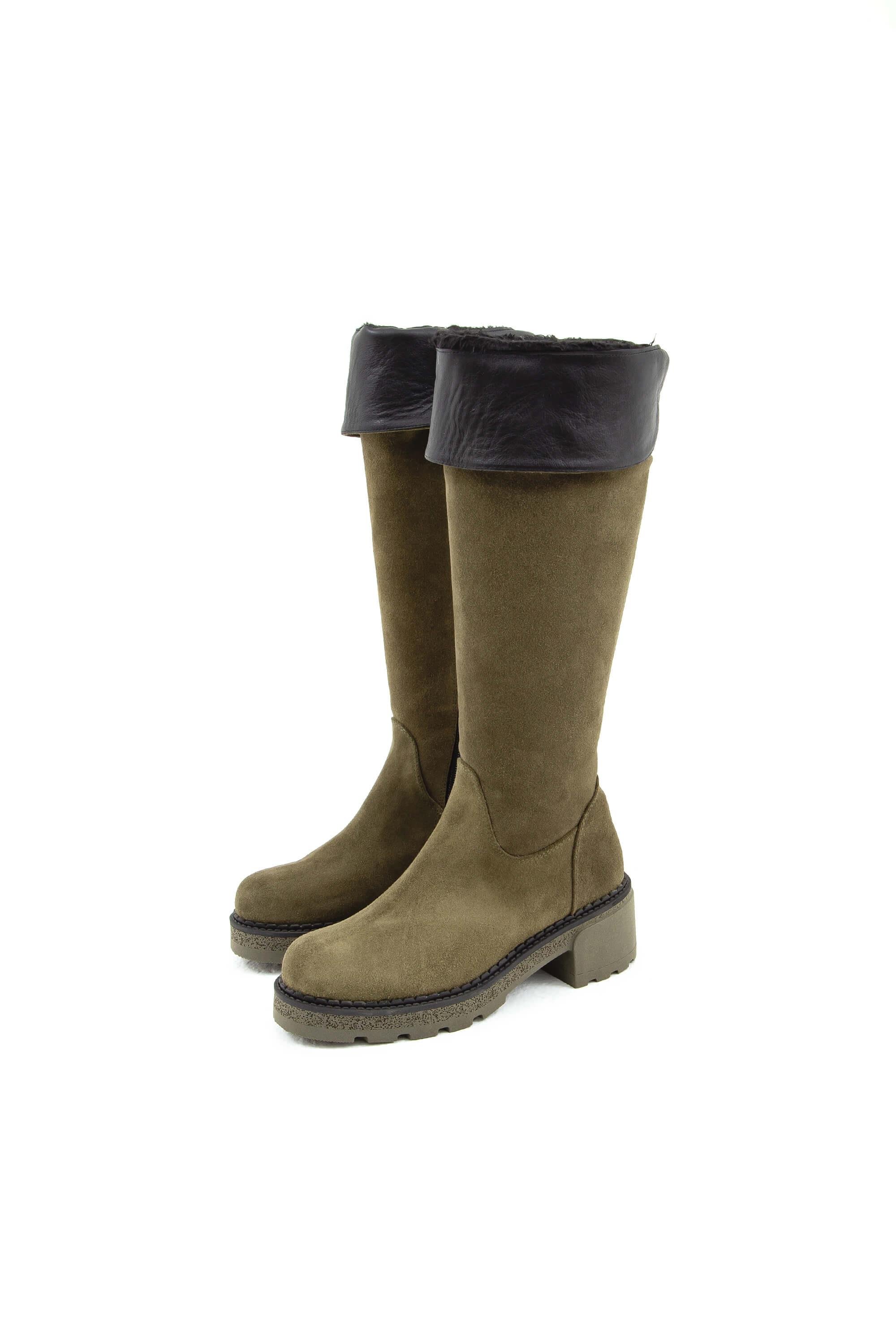 Tamer Tanca Kadın Hakiki Deri Yeşil Casual Çizme