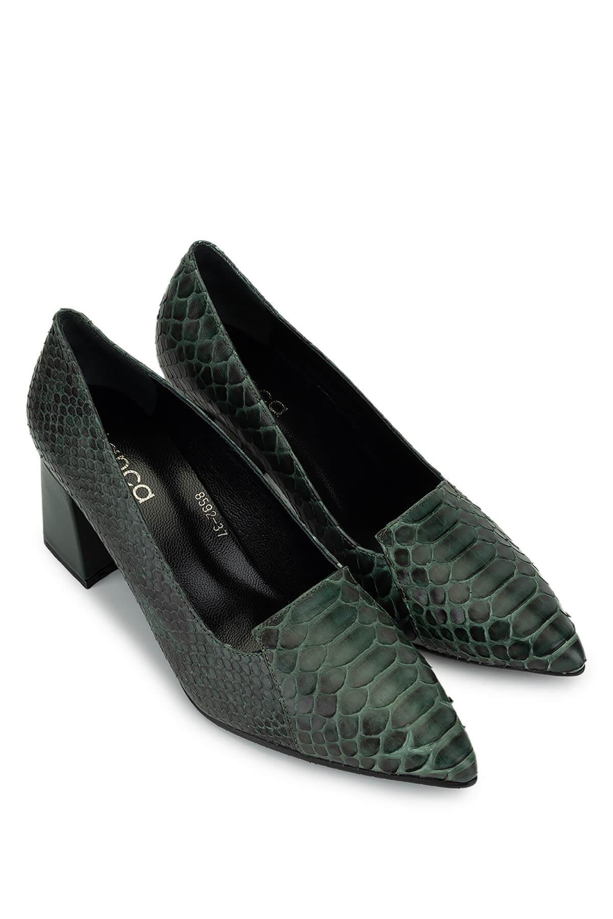 Tamer Tanca Kadın Hakiki Deri Yeşil Klasik Ayakkabı