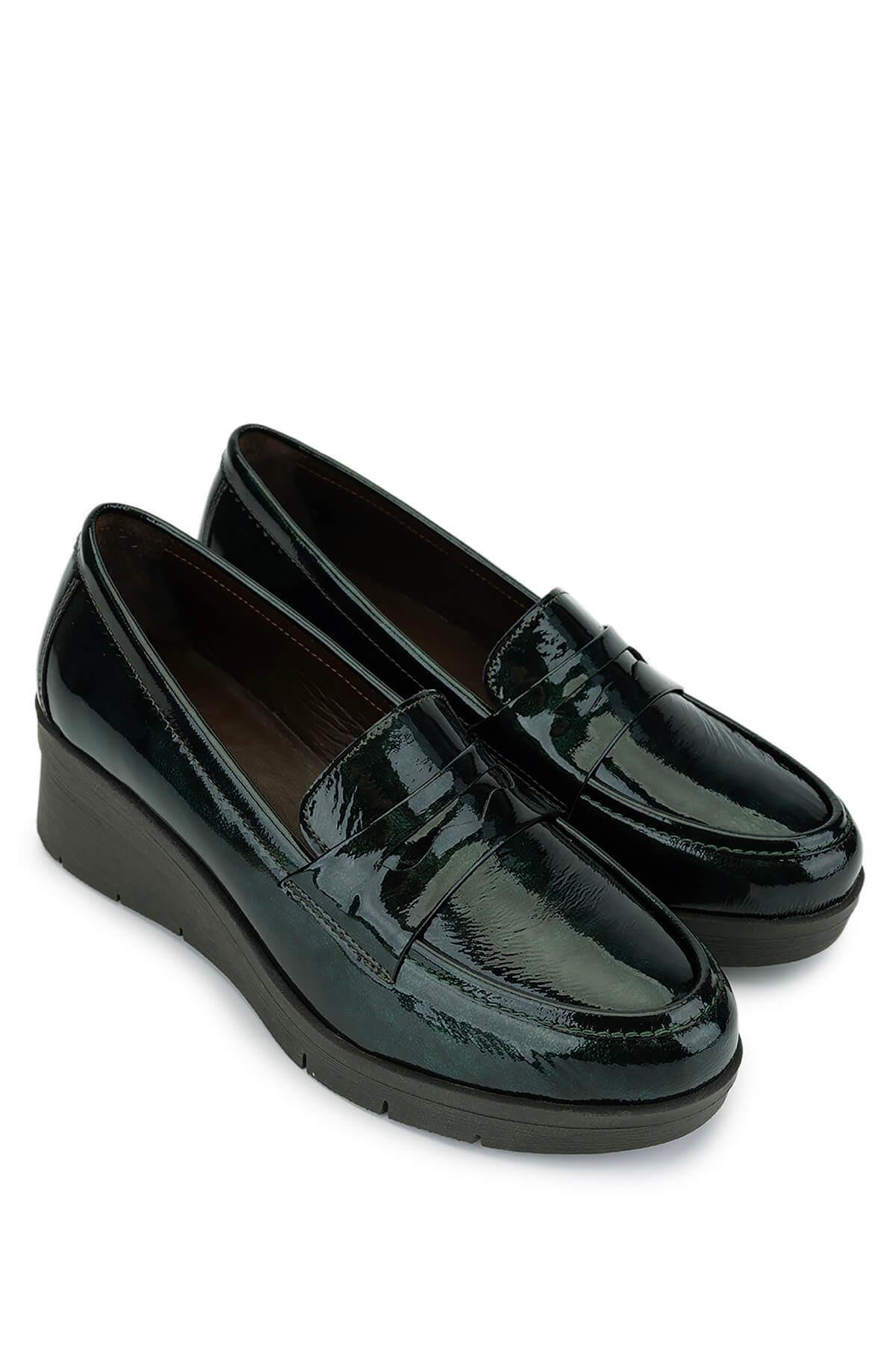Tamer Tanca Kadın Hakiki Deri Yeşil Kroko Comfort Ayakkabı