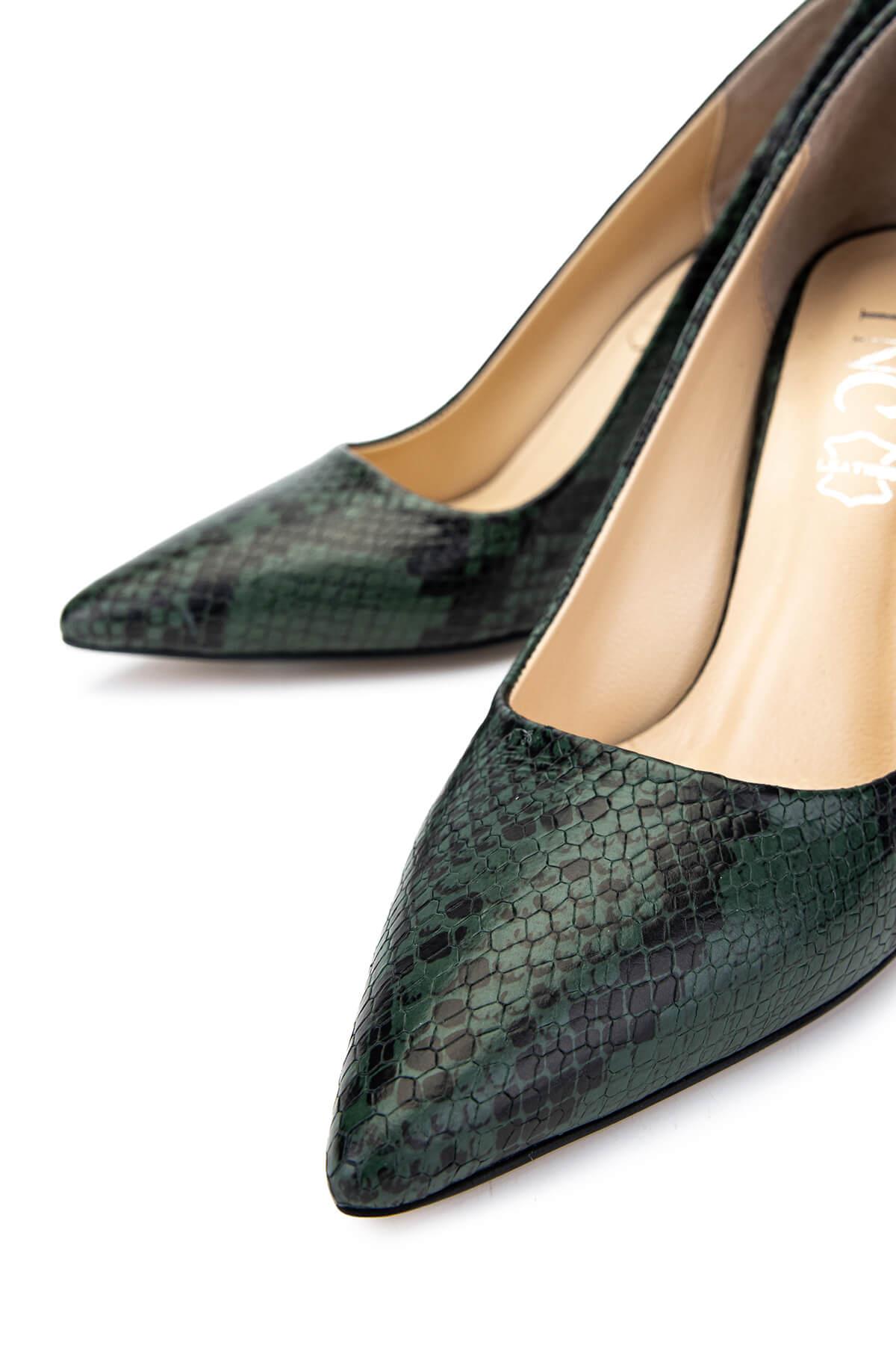 Tamer Tanca Kadın Hakiki Deri Yeşil Topuklu Ayakkabı