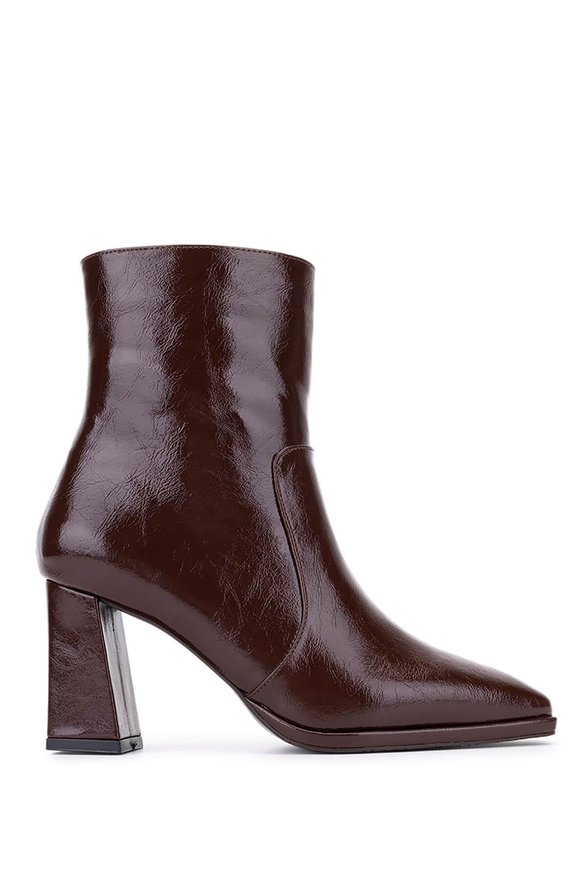 Tamer Tanca Kadın Kahverengi Rugan Topuklu Bot