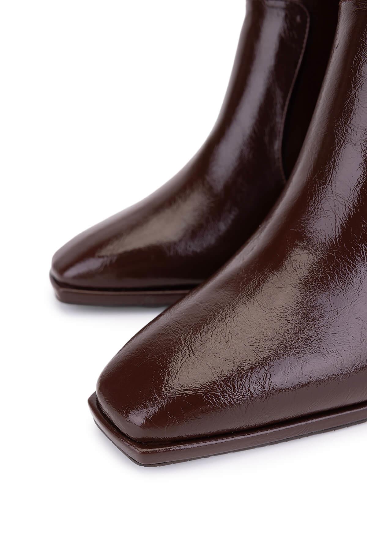 Tamer Tanca Kadın Kahverengi Rugan Topuklu Bot