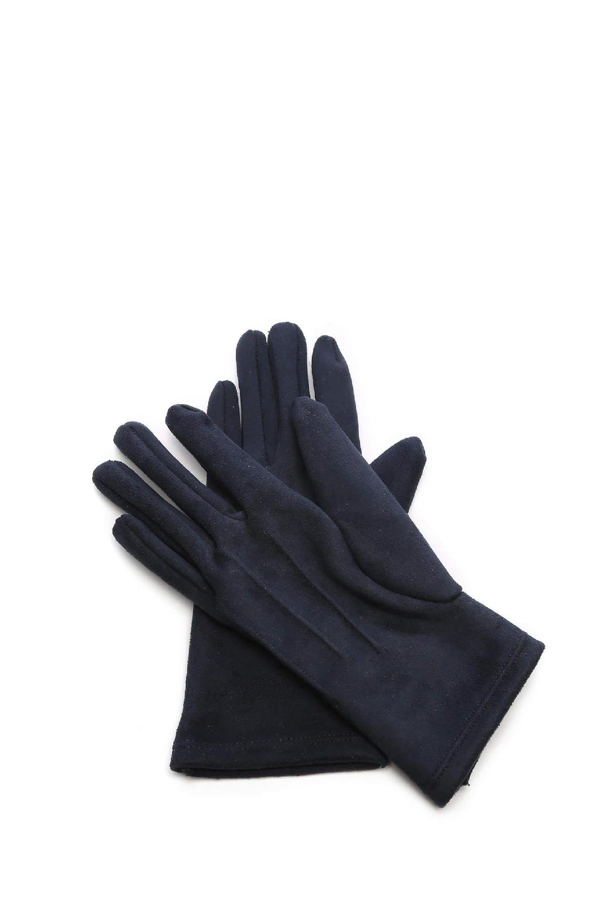 Tamer Tanca Kadın Kumaş Lacivert Eldiven ELDIVEN