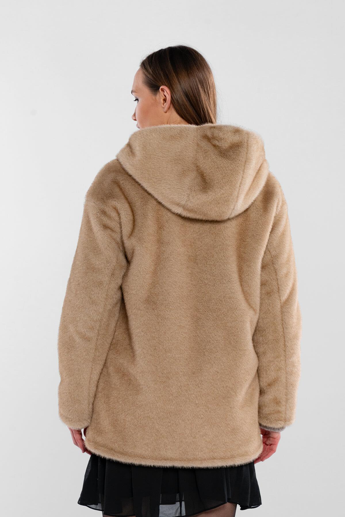 Tamer Tanca Kadın Peluş Vizon  Kumaş Mont Deri Mont