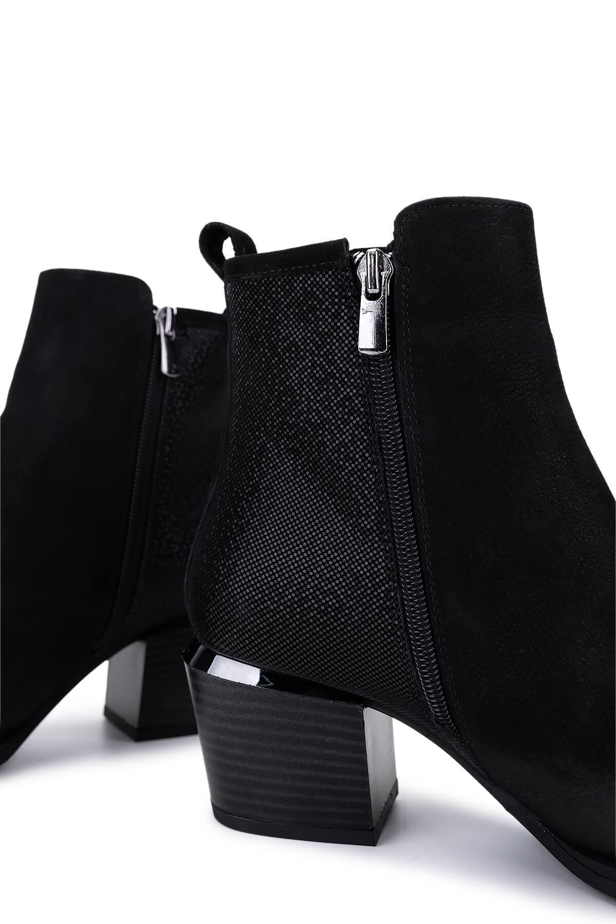 Tamer Tanca Kadın Siyah Nubuk Topuklu Bot
