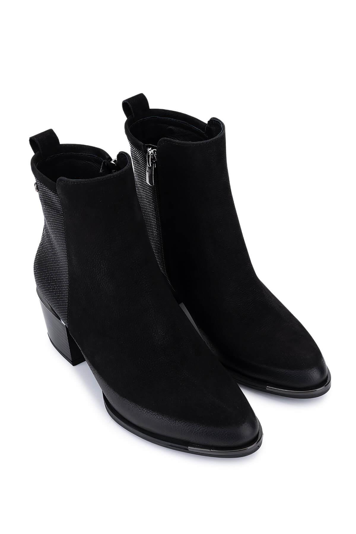 Tamer Tanca Kadın Siyah Nubuk Topuklu Bot