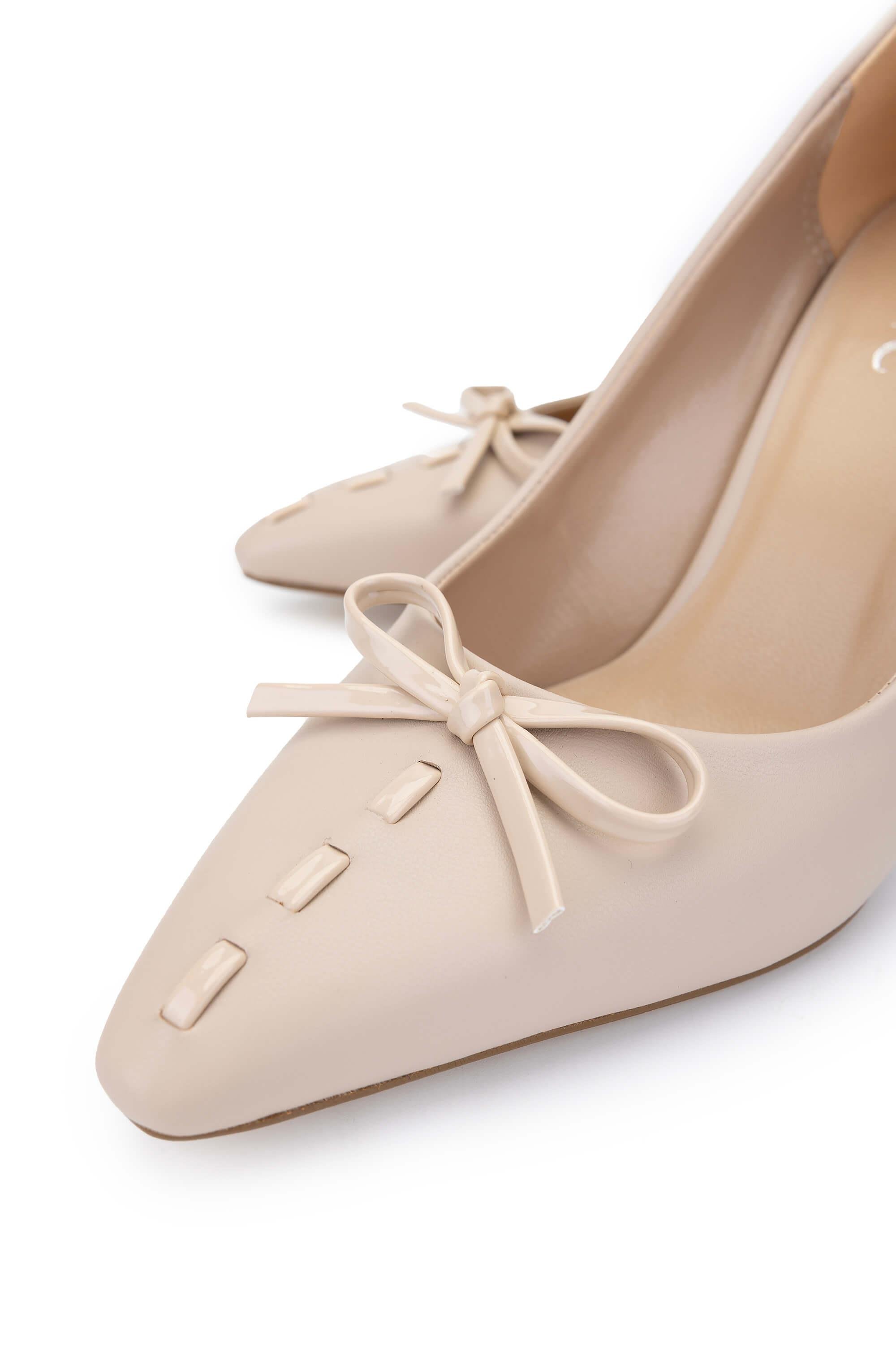 Tamer Tanca Kadın Suni Deri Bej Topuklu Ayakkabı