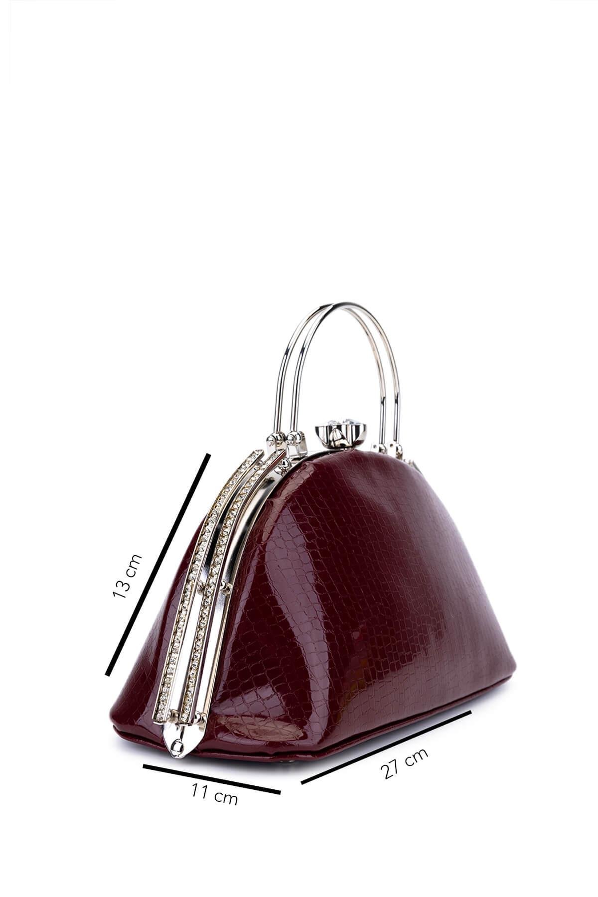 Tamer Tanca Kadın Suni Deri Bordo Rugan Abiye Çanta