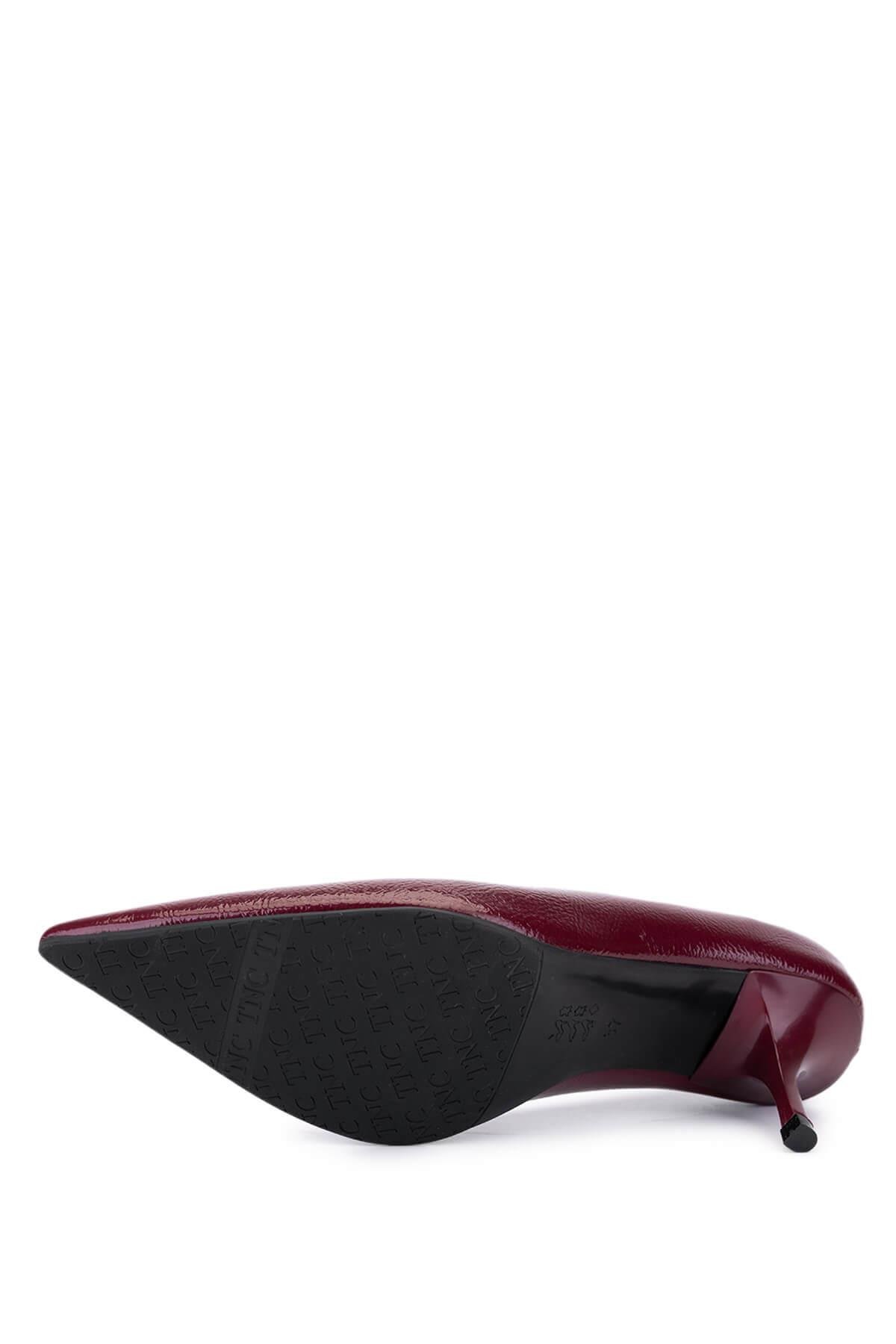 Tamer Tanca Kadın Suni Deri Bordo Rugan Topuklu Ayakkabı