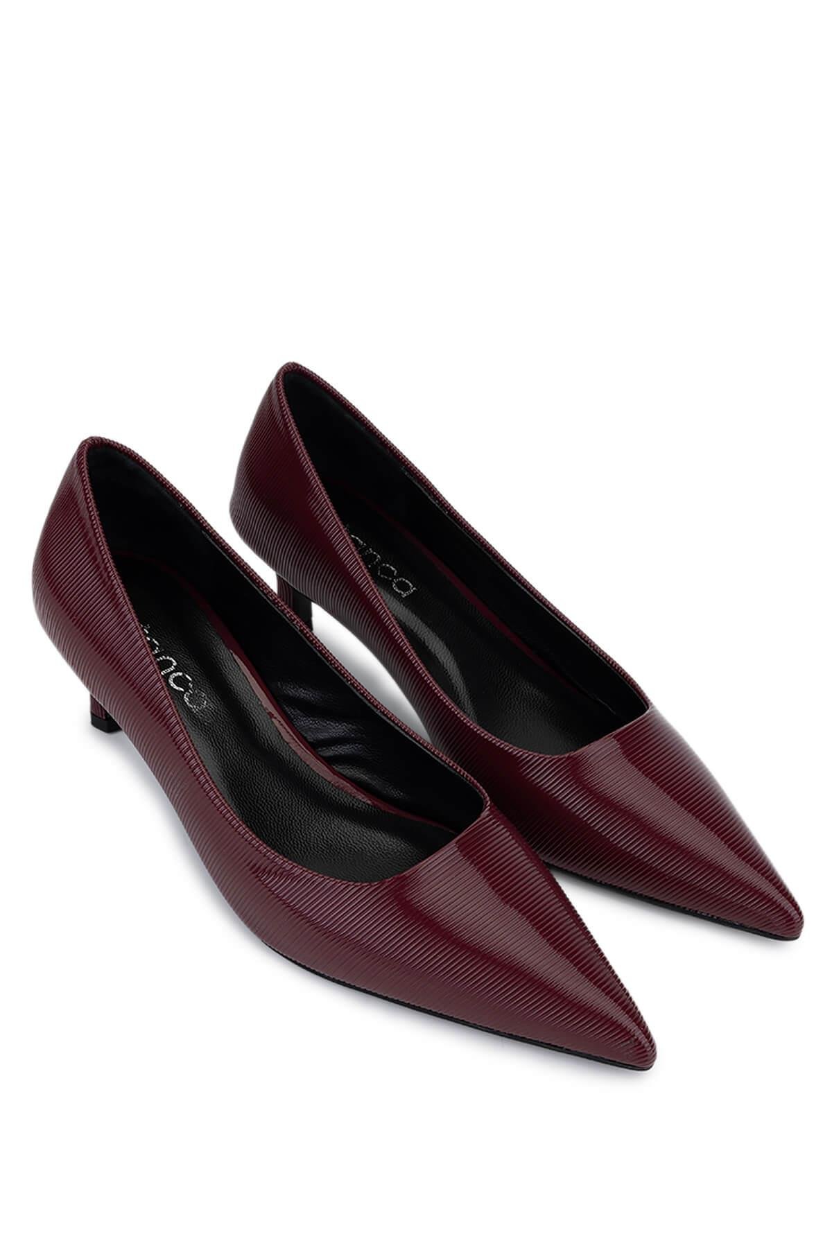 Tamer Tanca Kadın Suni Deri Bordo Topuklu Ayakkabı