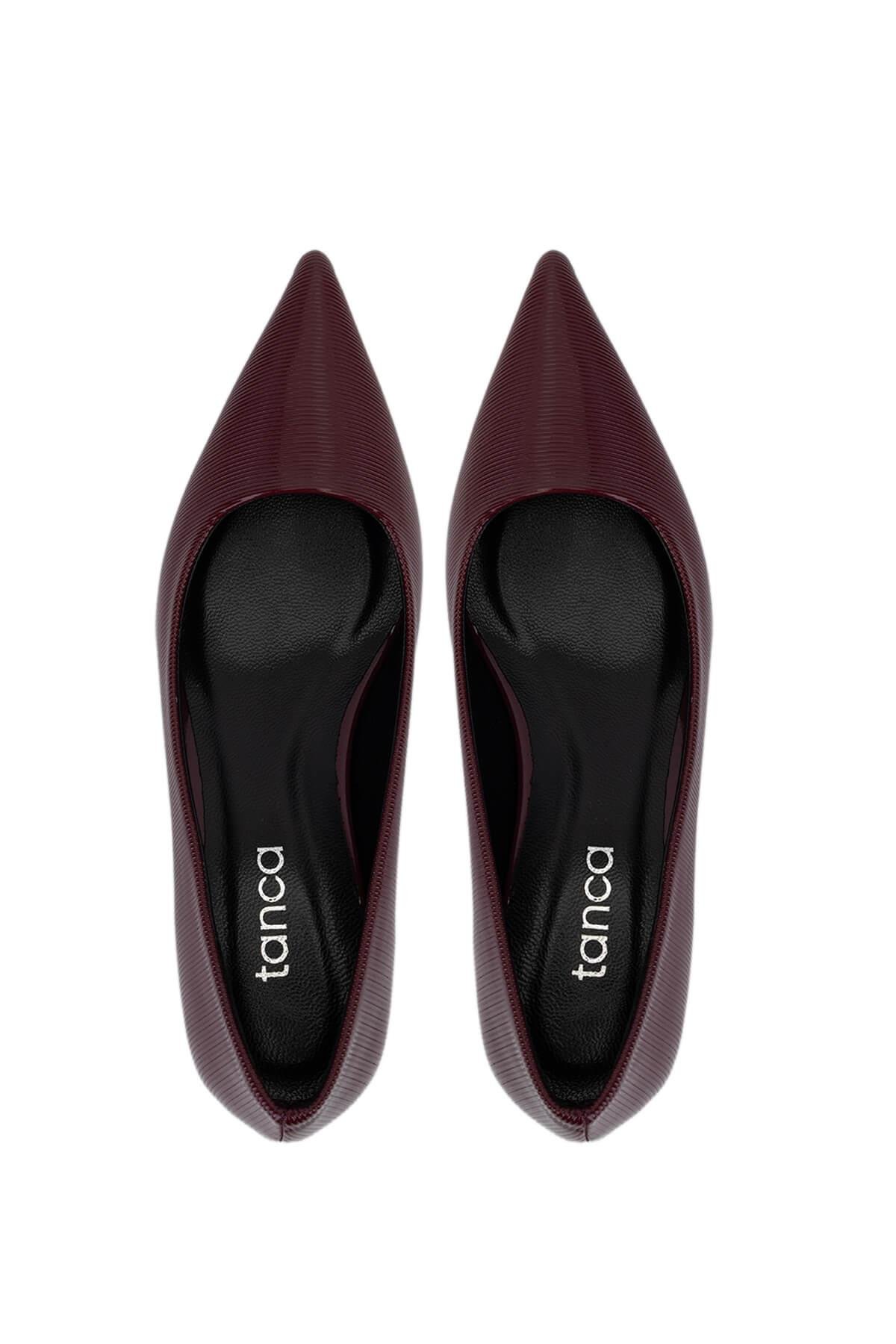 Tamer Tanca Kadın Suni Deri Bordo Topuklu Ayakkabı