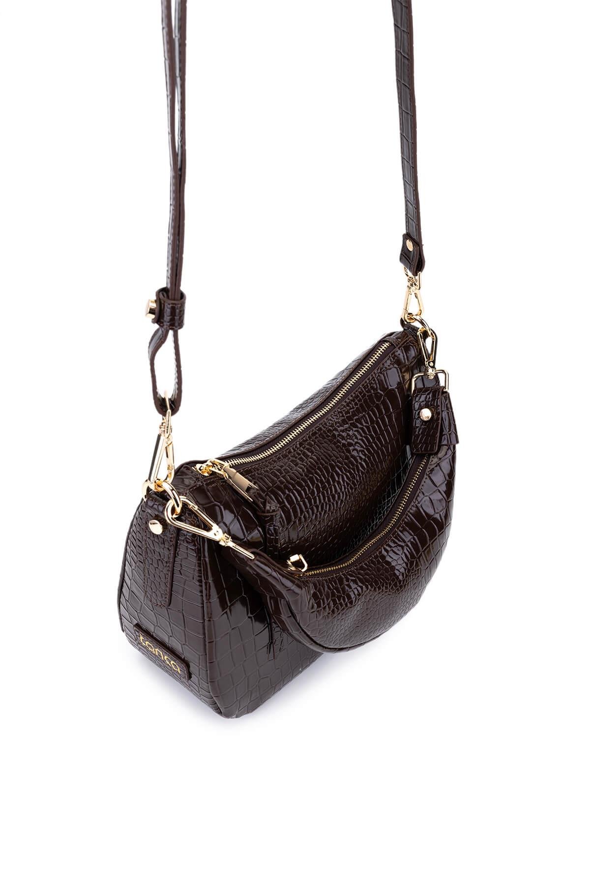 Tamer Tanca Kadın Suni Deri Kahverengi Omuz Çanta