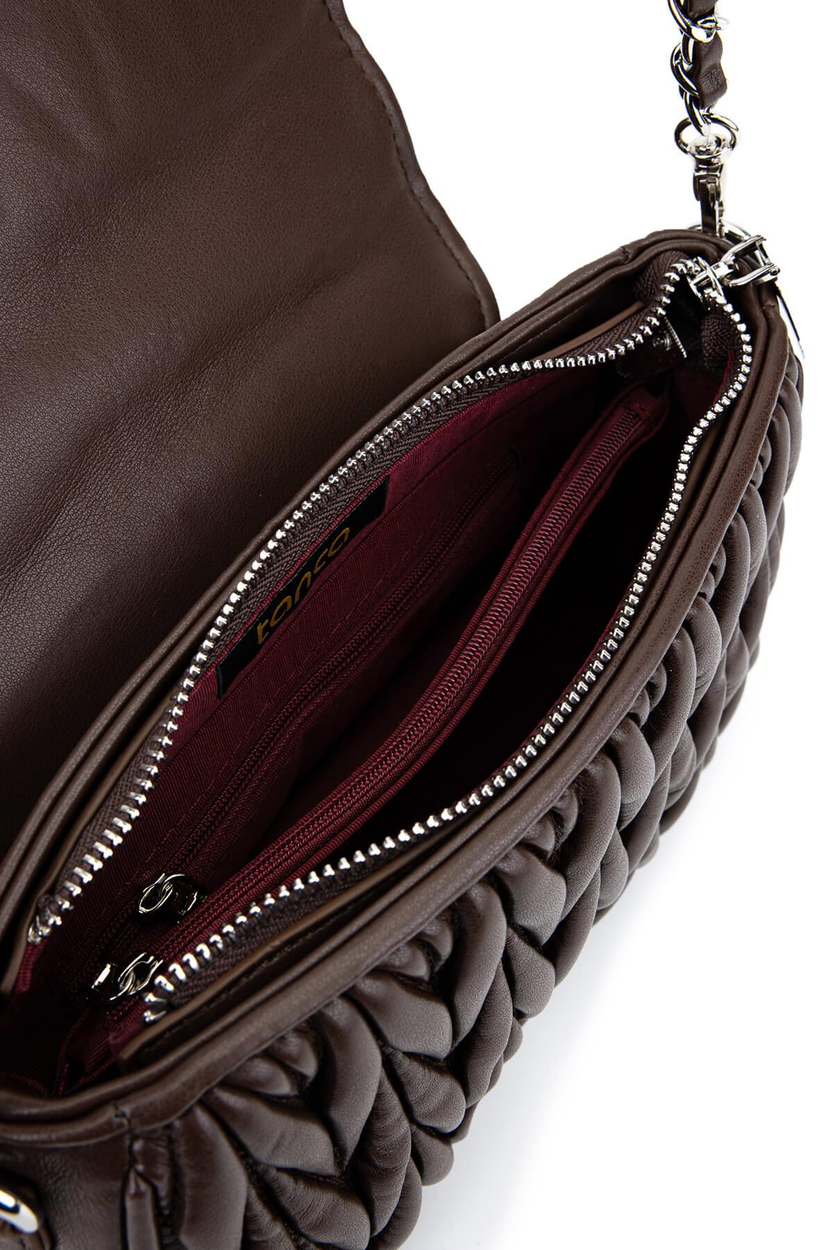 Tamer Tanca Kadın Suni Deri Kahverengi Omuz Çanta