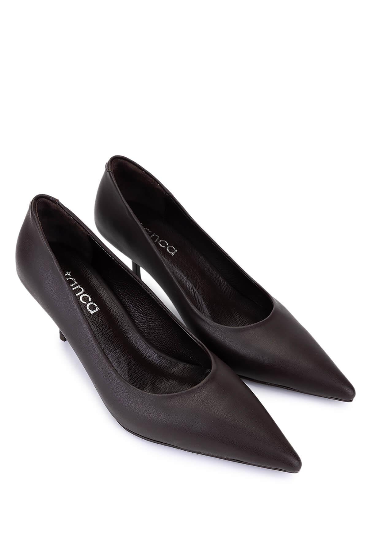 Tamer Tanca Kadın Suni Deri Kahverengi Topuklu Ayakkabı