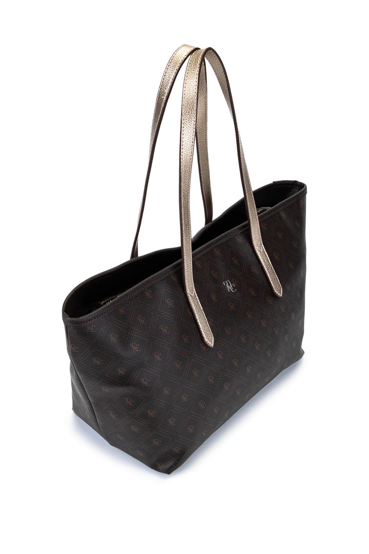 Tamer Tanca Kadın Suni Deri Kahverengi Desen Kol Çantası