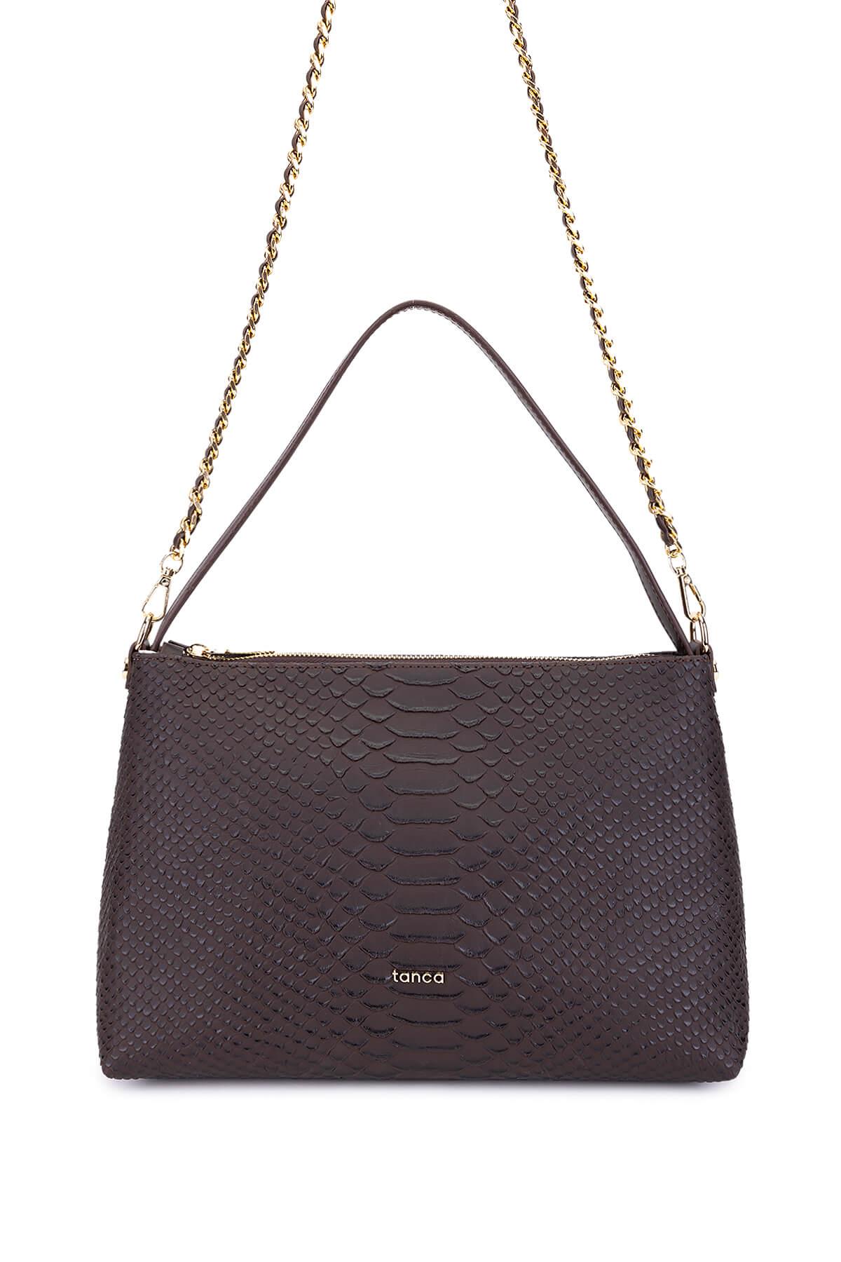 Tamer Tanca Kadın Suni Deri Kahverengi Kol Çantası