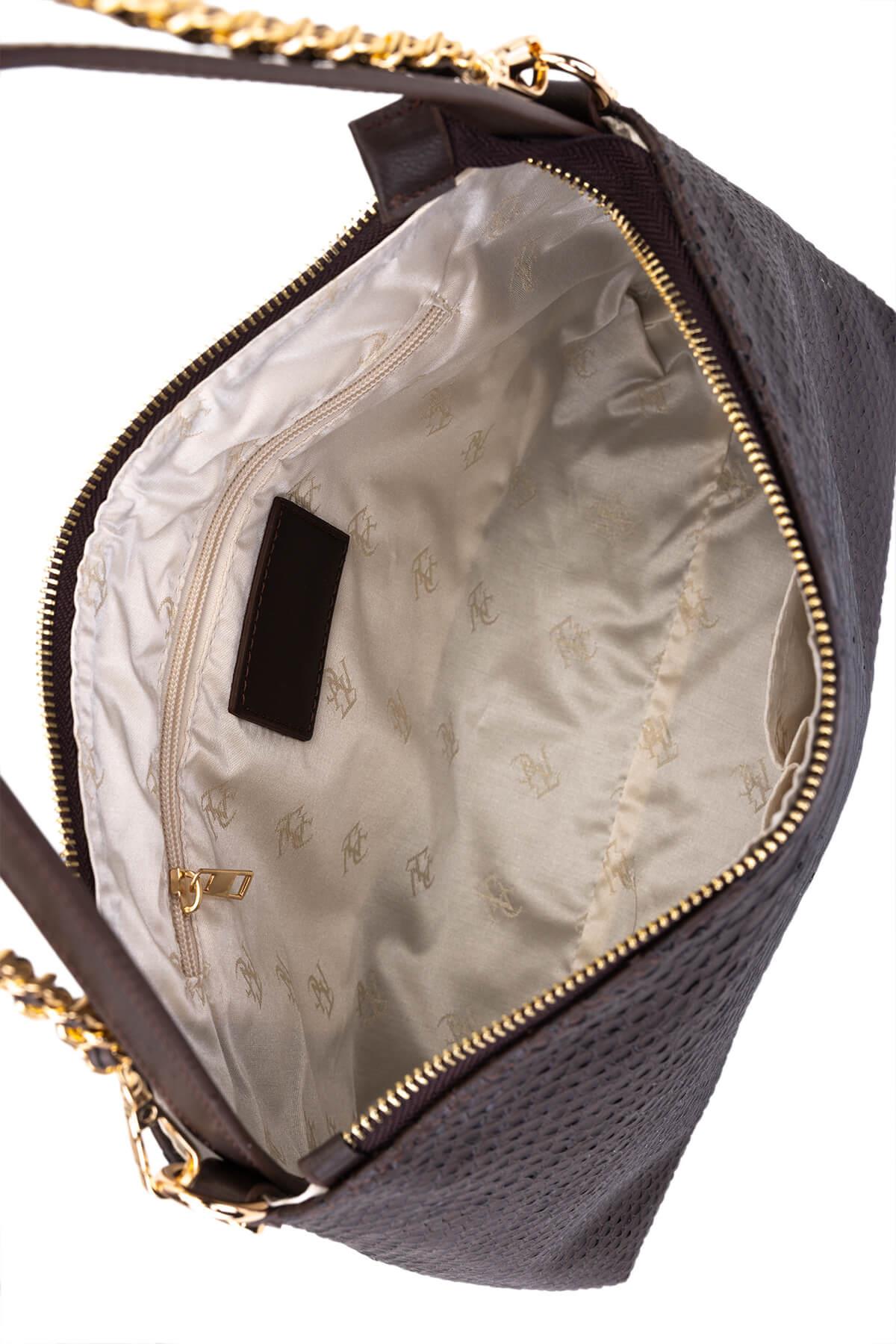 Tamer Tanca Kadın Suni Deri Kahverengi Kol Çantası