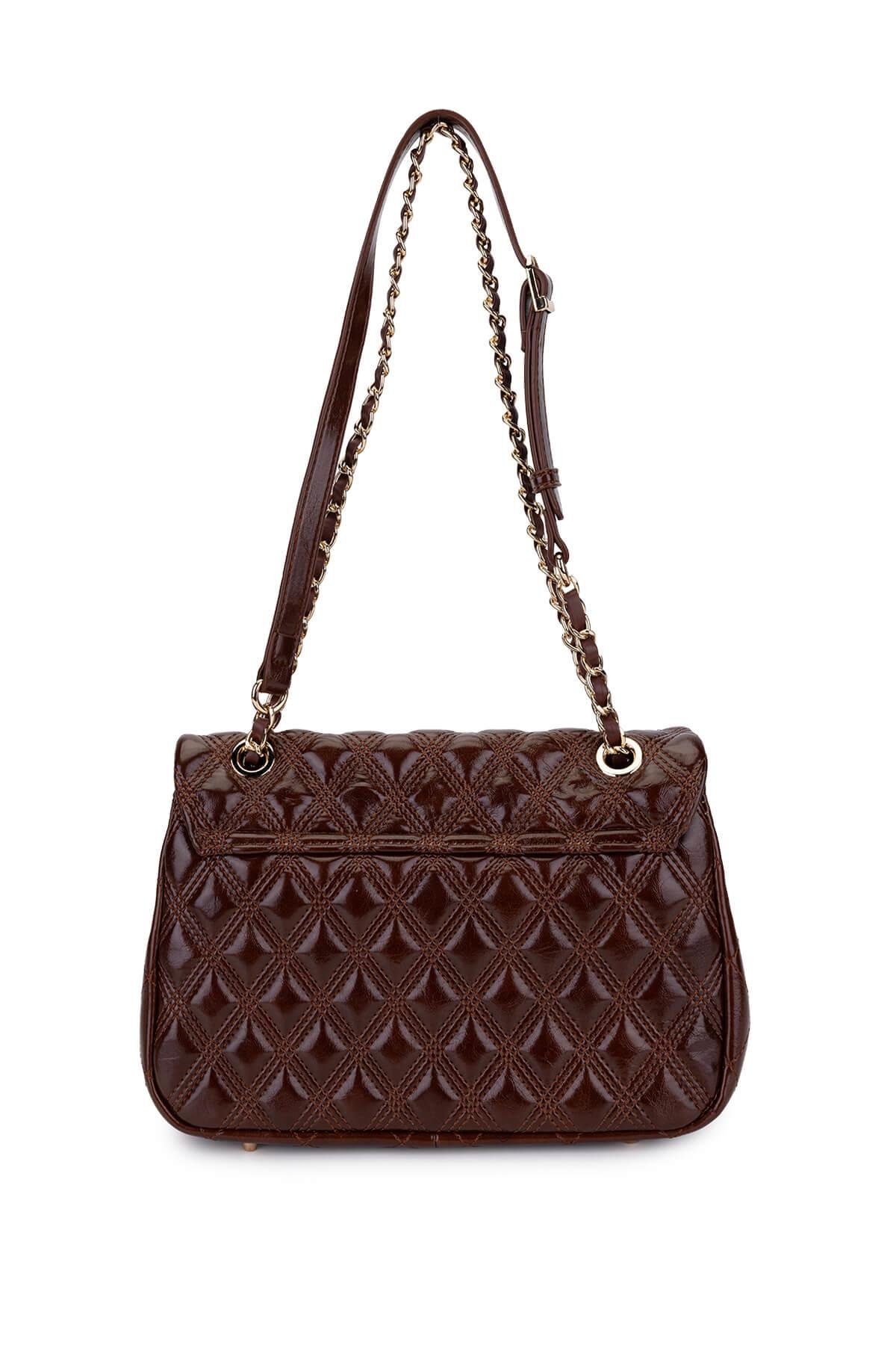 Tamer Tanca Kadın Suni Deri Kahverengi Omuz Çanta