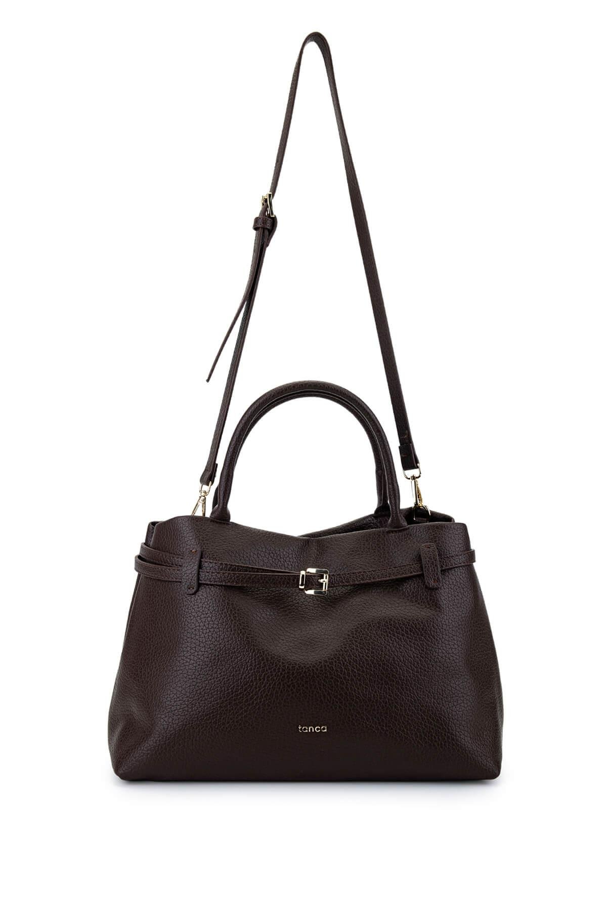 Tamer Tanca Kadın Suni Deri Kahverengi Kol Çantası