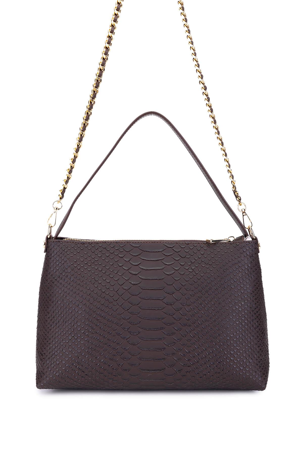 Tamer Tanca Kadın Suni Deri Kahverengi Kol Çantası