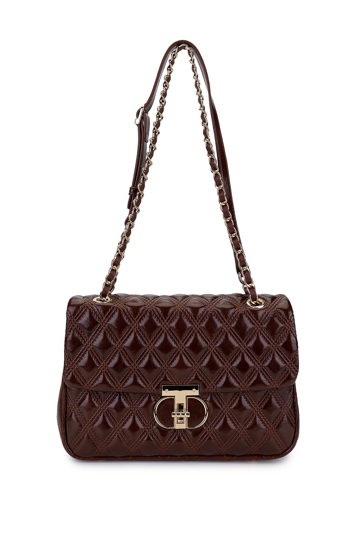 Tamer Tanca Kadın Suni Deri Kahverengi Omuz Çanta