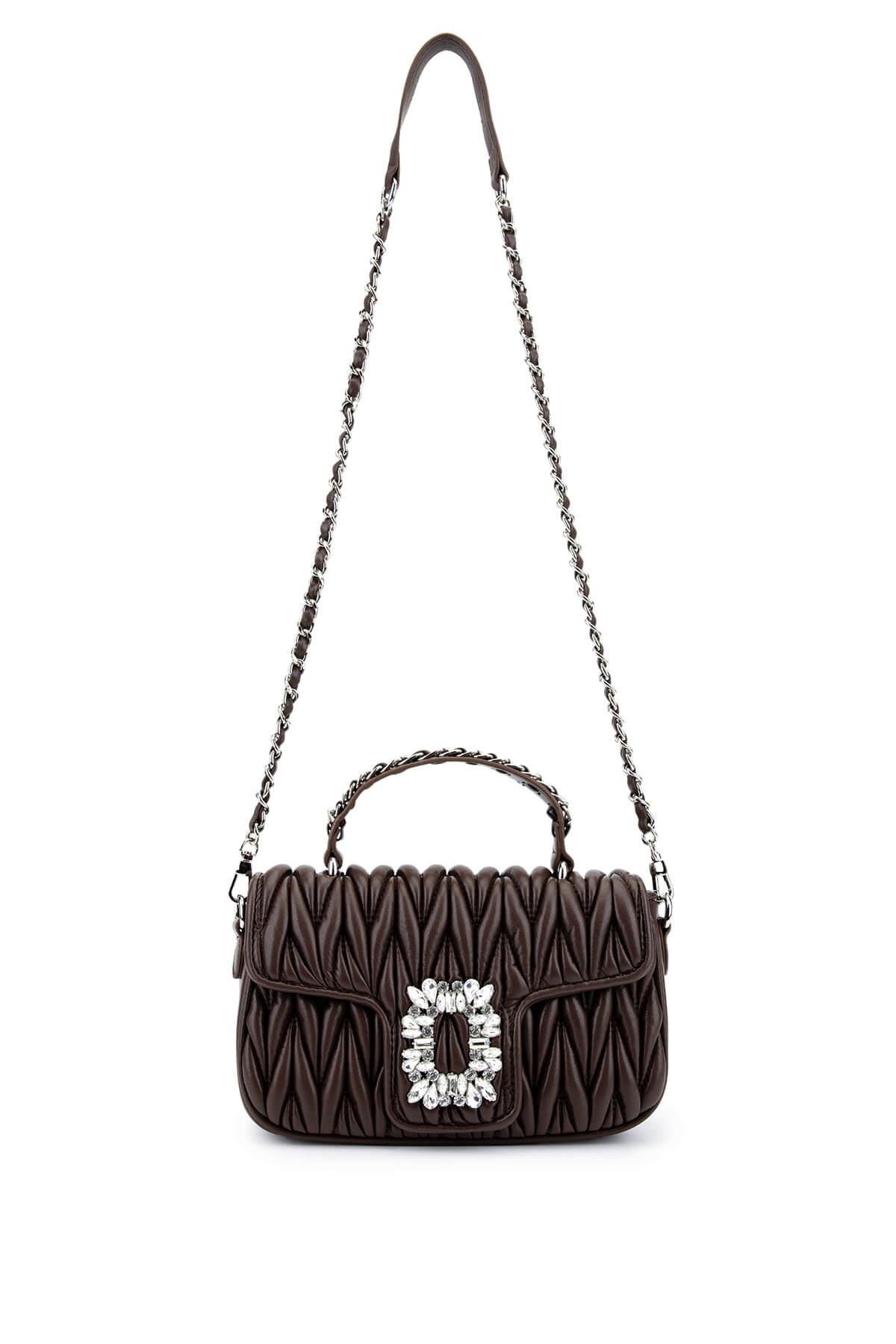 Tamer Tanca Kadın Suni Deri Kahverengi Omuz Çanta