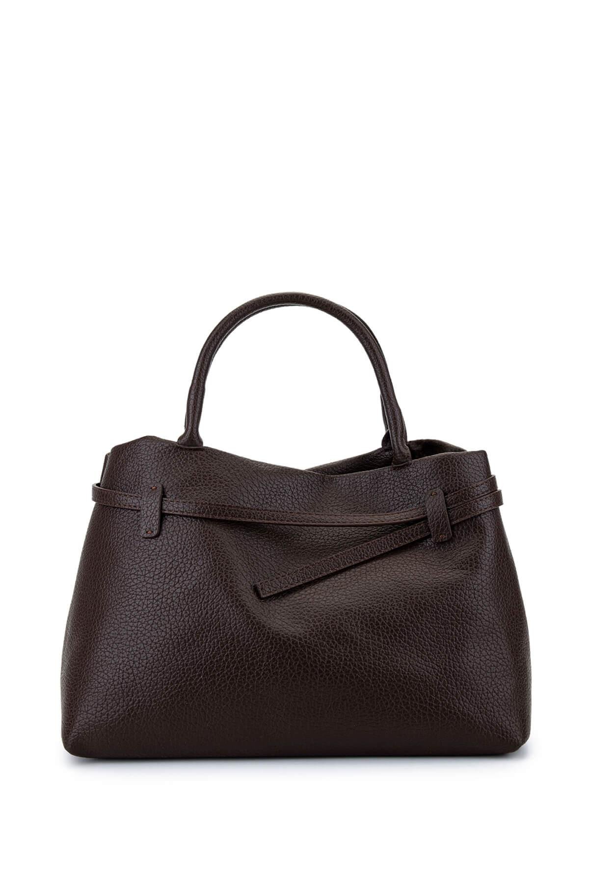 Tamer Tanca Kadın Suni Deri Kahverengi Kol Çantası