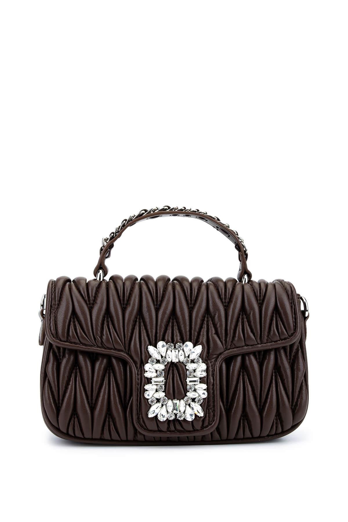 Tamer Tanca Kadın Suni Deri Kahverengi Omuz Çanta