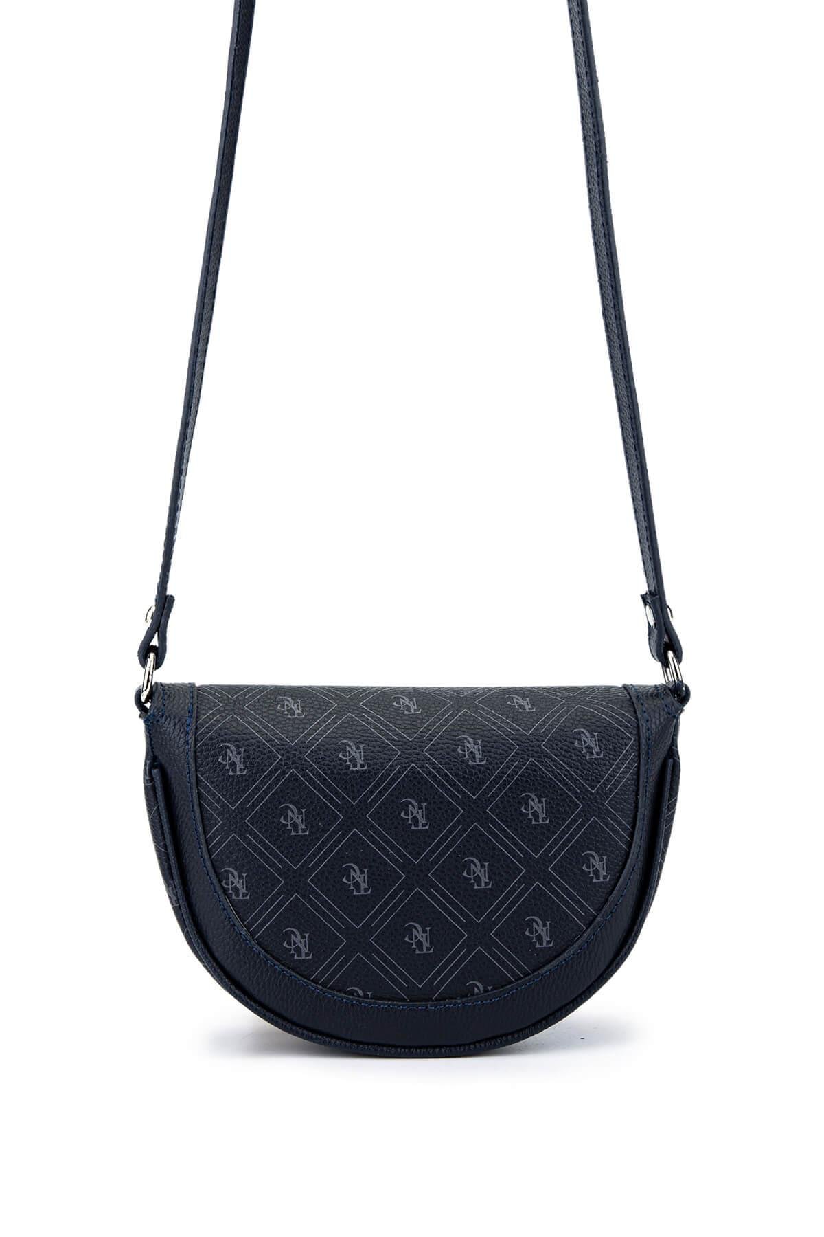 Tamer Tanca Kadın Suni Deri Lacivert Desen Postacı Çanta