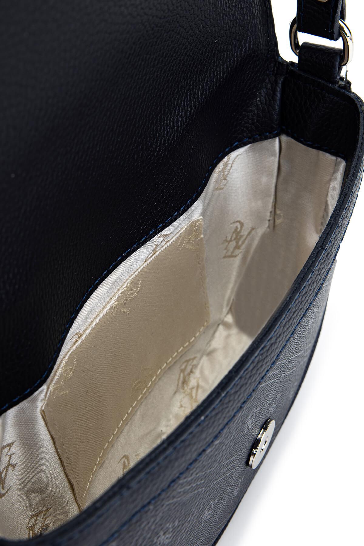 Tamer Tanca Kadın Suni Deri Lacivert Desen Postacı Çanta