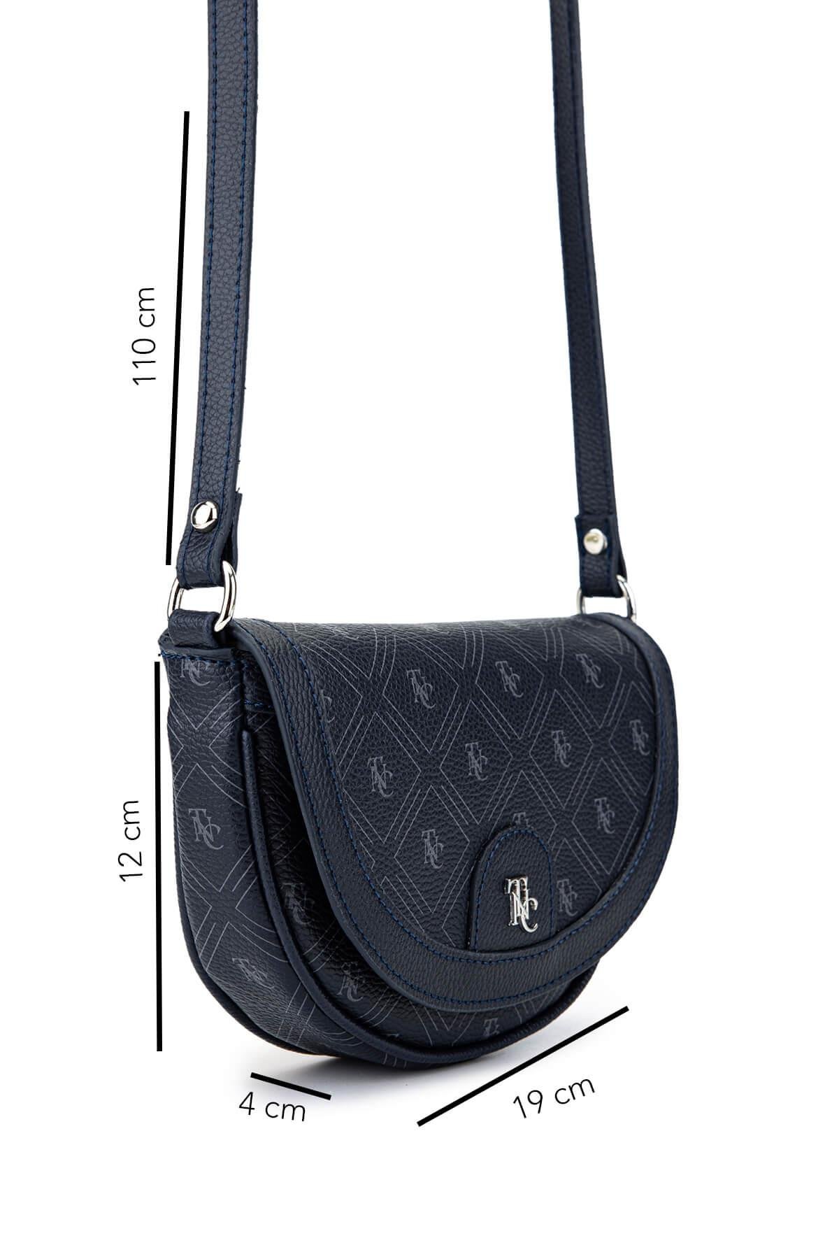 Tamer Tanca Kadın Suni Deri Lacivert Desen Postacı Çanta